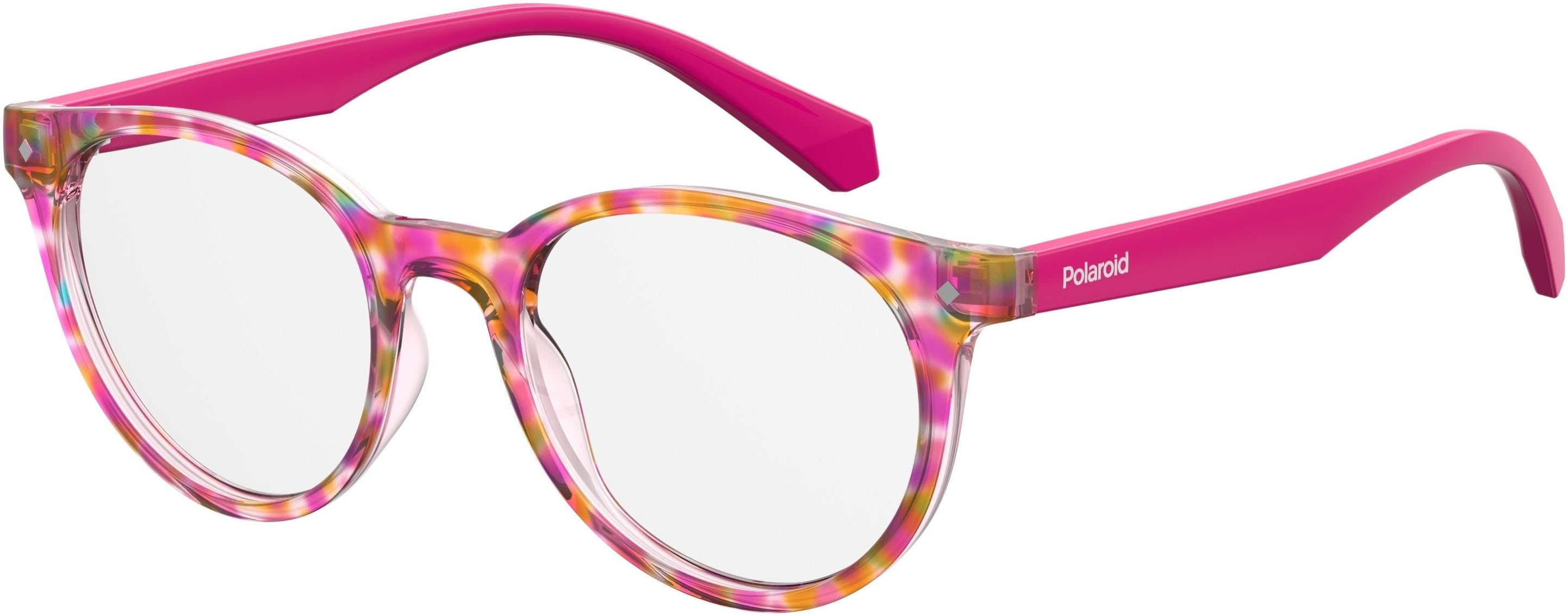 Polaroid Kids Polaroid D 814 Oval Modified Eyeglasses 02TM-02TM  Fchsred Havana (00 Demo Lens)