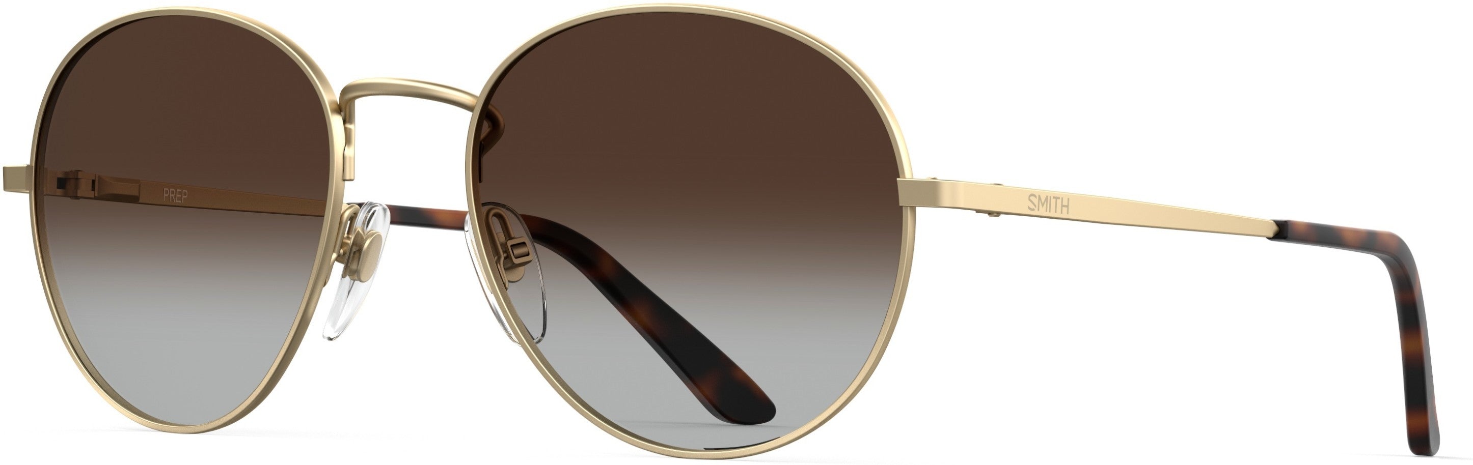 Smith Prep Oval Modified Sunglasses 0AOZ-0AOZ  Semi Matte Gold (LA Brown Gradient Polz)