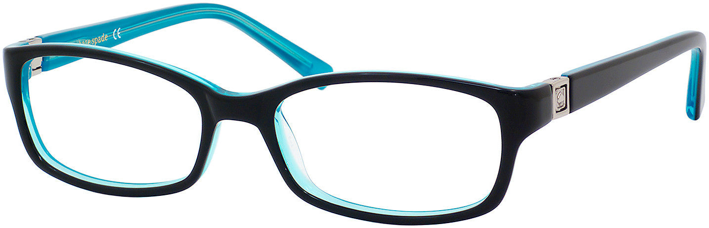 Kate Spade Regine Us Rectangular Eyeglasses 0DH4-0DH4  Black Aqua (00 Demo Lens)