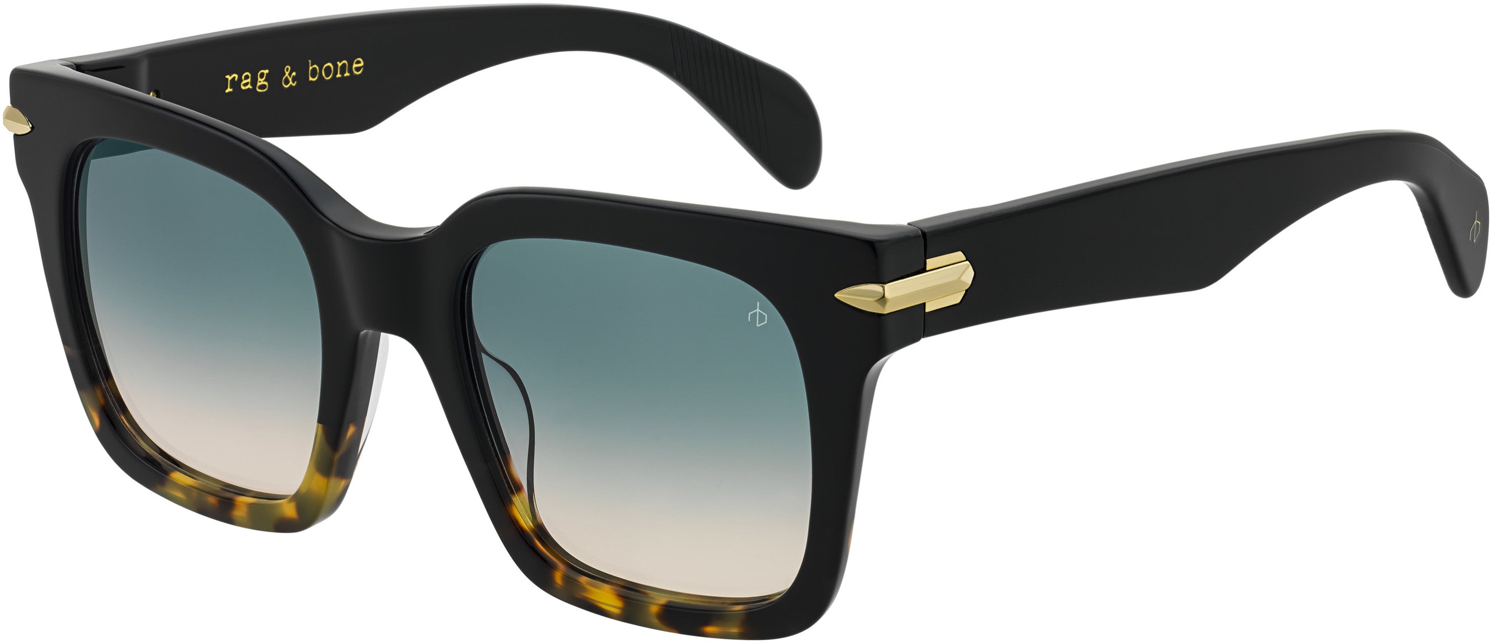 Rag & Bone Rag &amp; Bone 1014/S Square Sunglasses 0WR7-0WR7  Black Havana (PR Gray Shaded Brown)