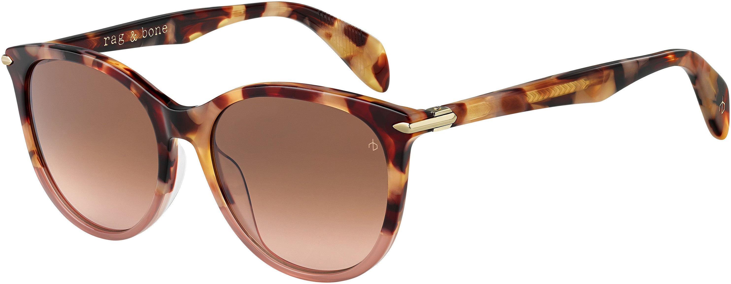 Rag & Bone Rag &amp; Bone 1020/S Oval Modified Sunglasses 0HT8-0HT8  Pink Havana (M2 Brown Pink Gradient)