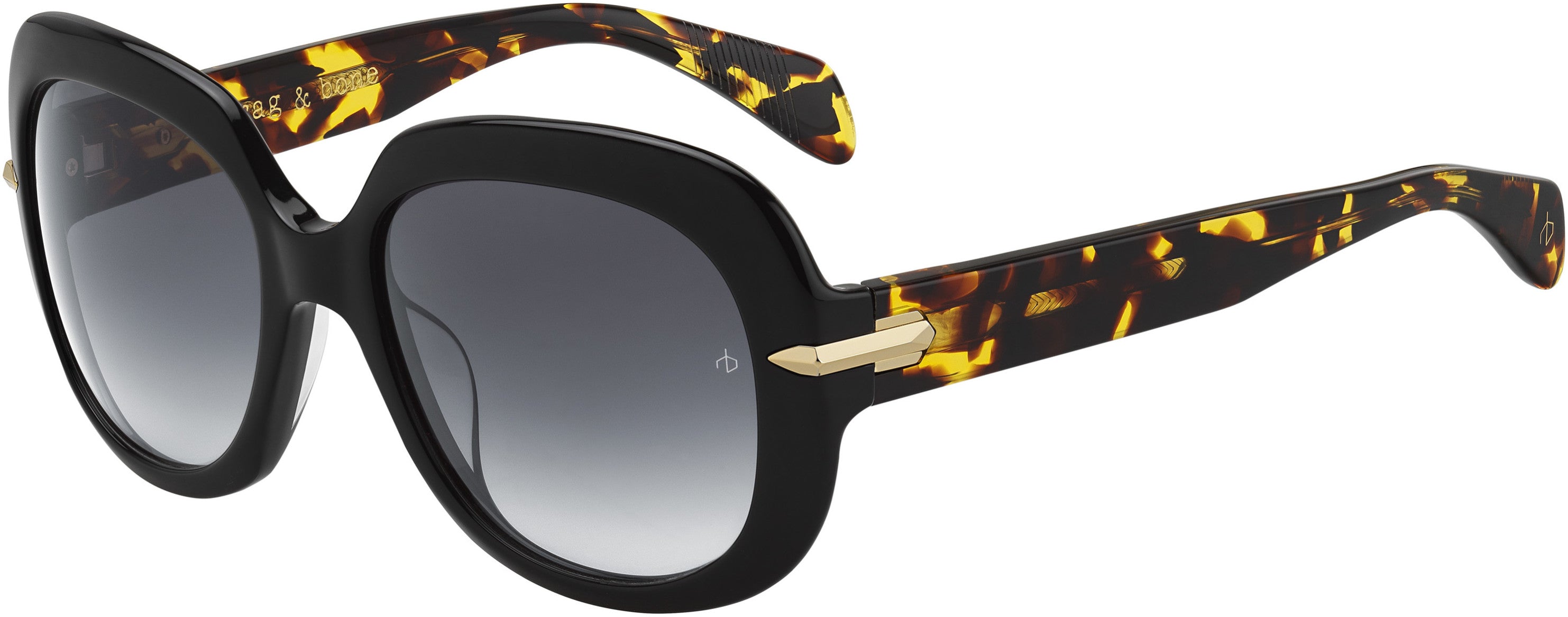 Rag & Bone Rag &amp; Bone 1030/S Oval Modified Sunglasses 02O5-02O5  Black (9O Dark Gray Gradient)