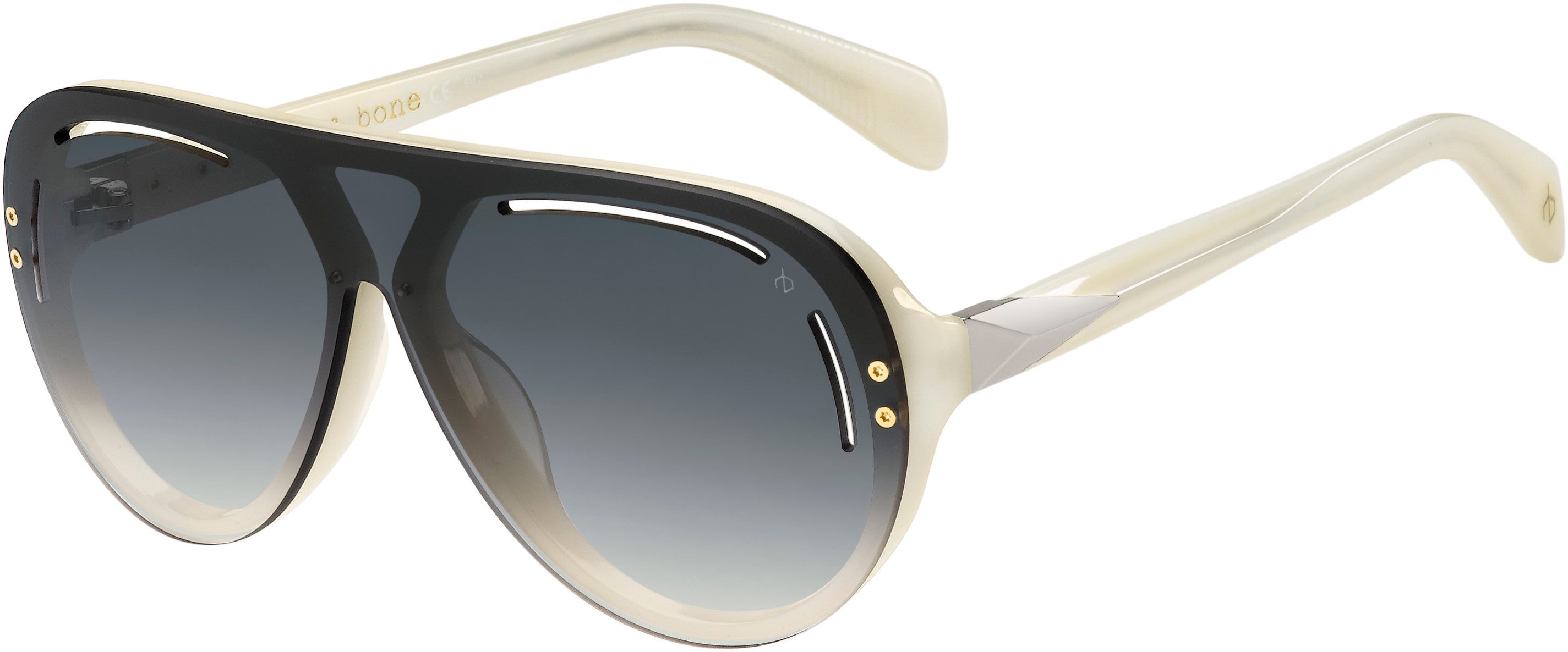 Rag & Bone Rag &amp; Bone 1041/S Aviator Sunglasses 07AP-07AP  White Pearl (9O Dark Gray Gradient)