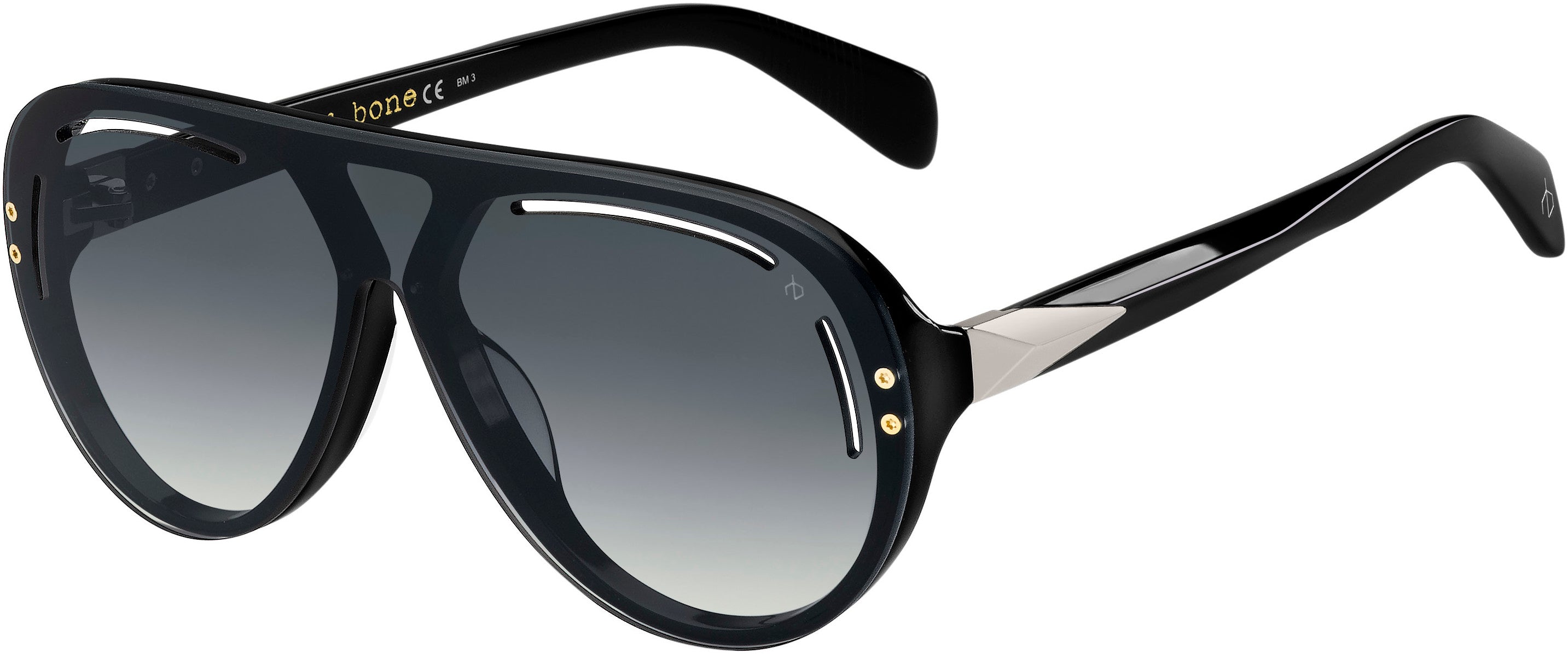 Rag & Bone Rag &amp; Bone 1041/S Aviator Sunglasses 0807-0807  Black (9O Dark Gray Gradient)