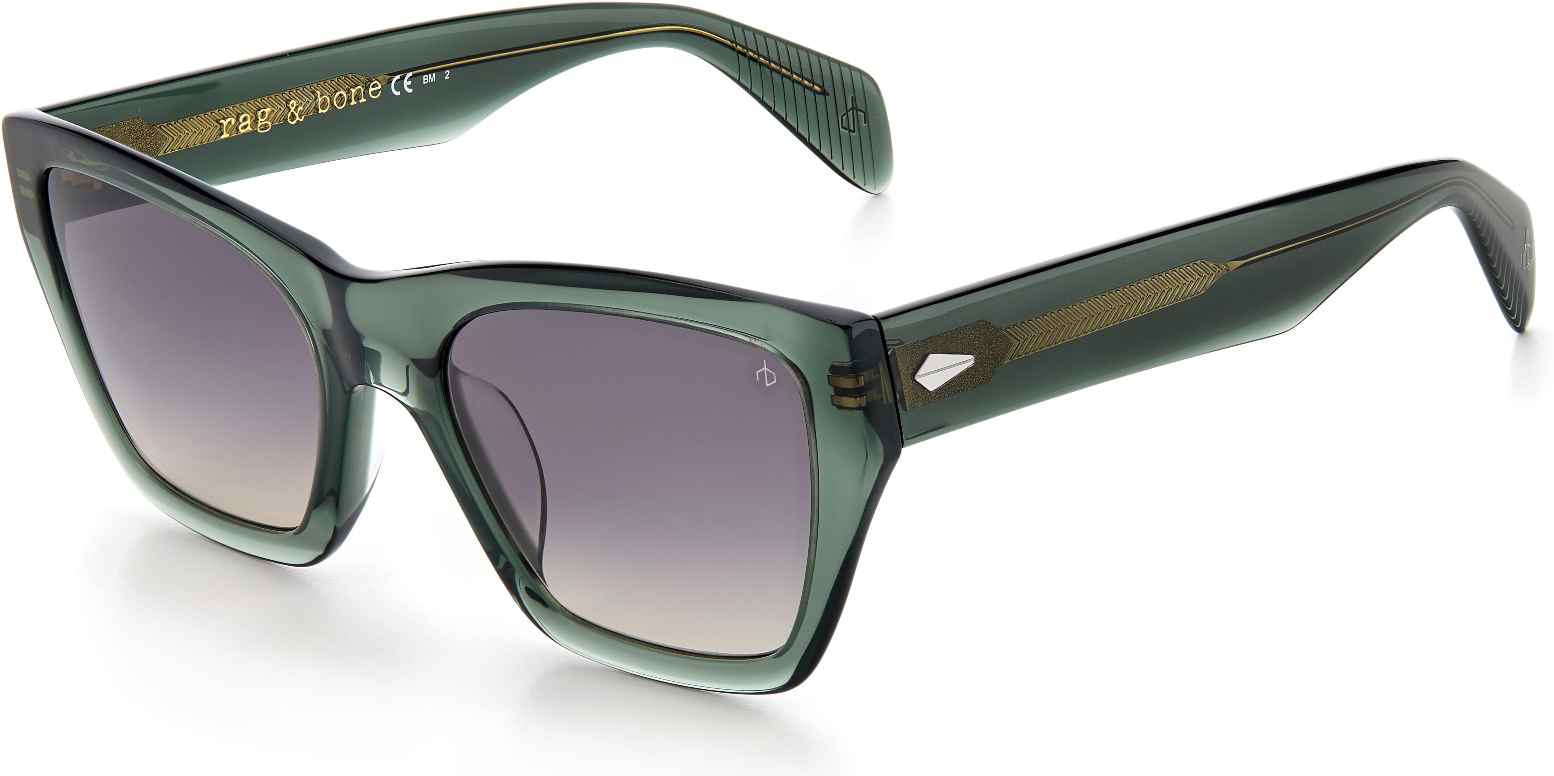 Rag & Bone Rag &amp; Bone 1046/G/S Cat Eye/butterfly Sunglasses 01ED-01ED  Green (PR Gray Shaded Brown)
