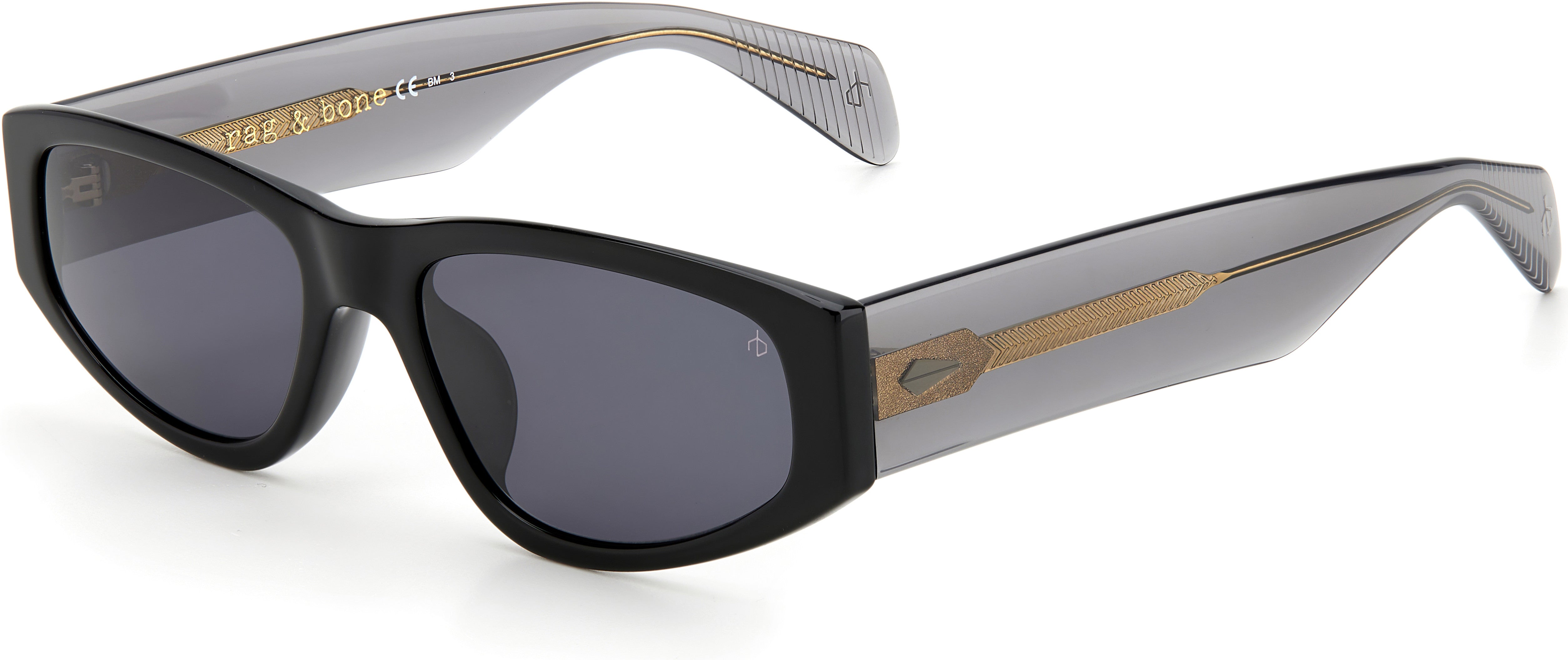 Rag & Bone Rag &amp; Bone 1047/G/S Oval Modified Sunglasses 008A-008A  Black Gray (IR Gray)