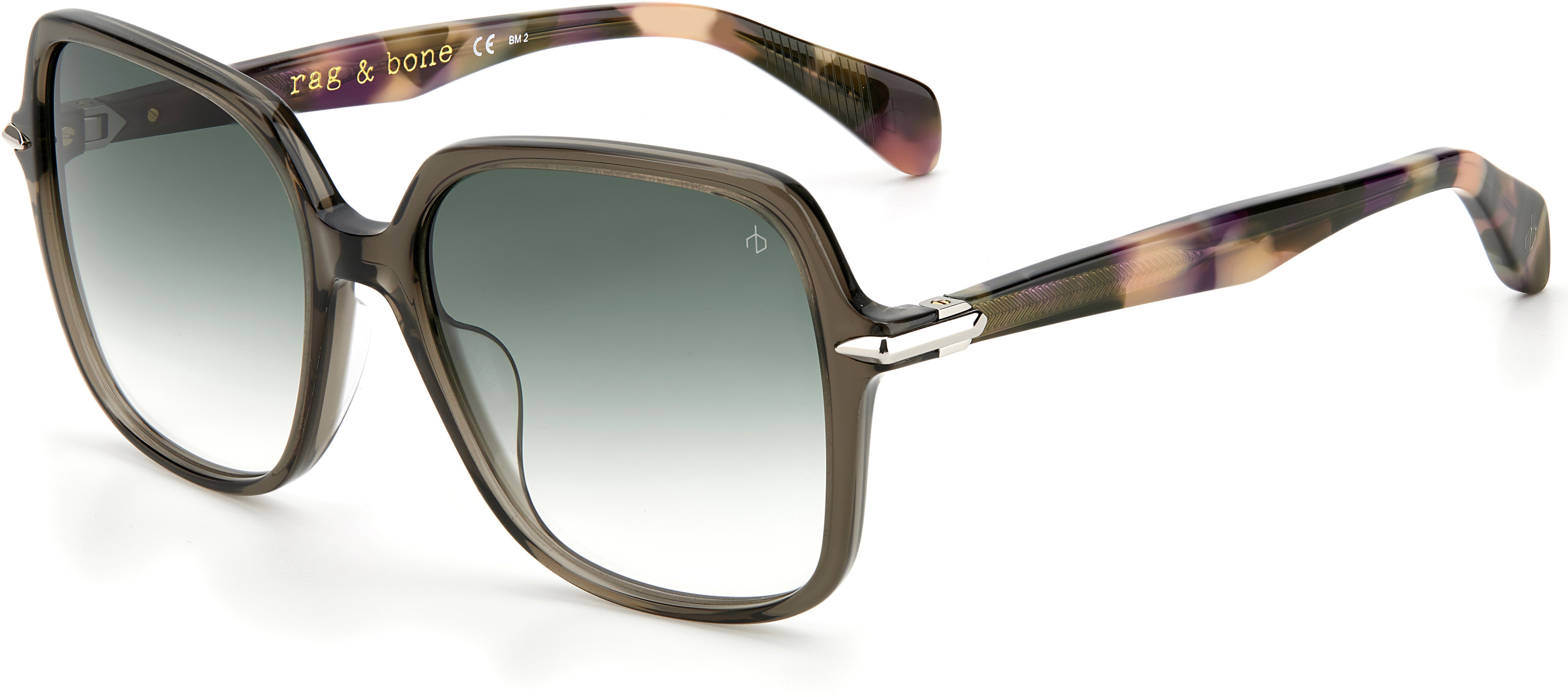Rag & Bone Rag &amp; Bone 1048/G/S Square Sunglasses 0ACK-0ACK  Green Dark Light (9K Green Shaded)