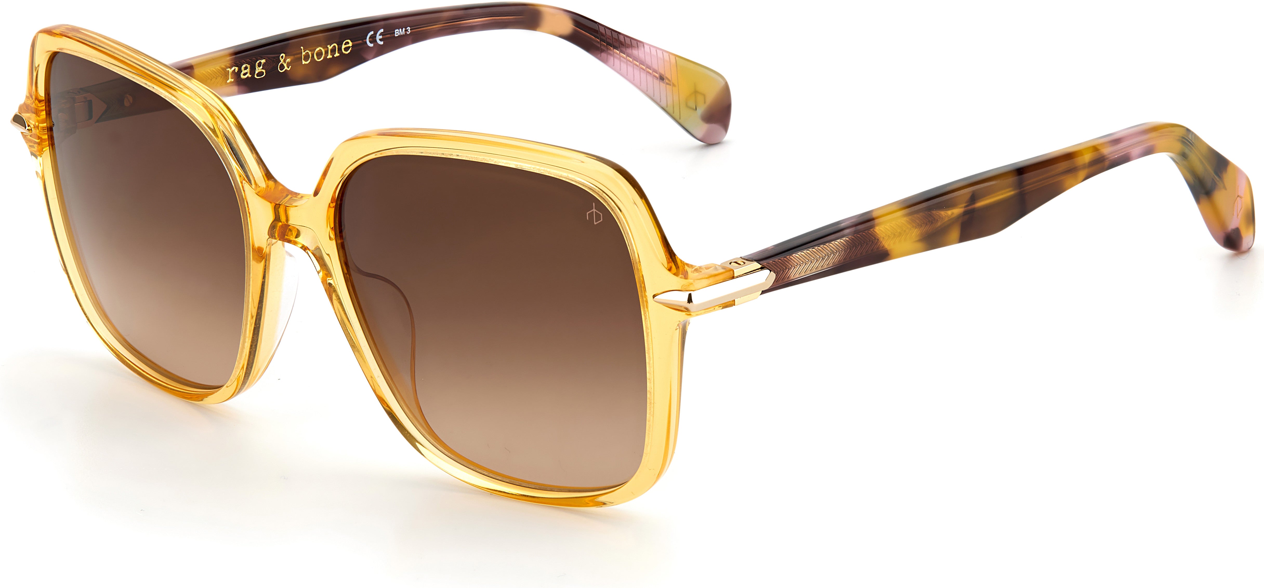 Rag & Bone Rag &amp; Bone 1048/G/S Square Sunglasses 0FMP-0FMP  Ochre (HA Brown Gradient)
