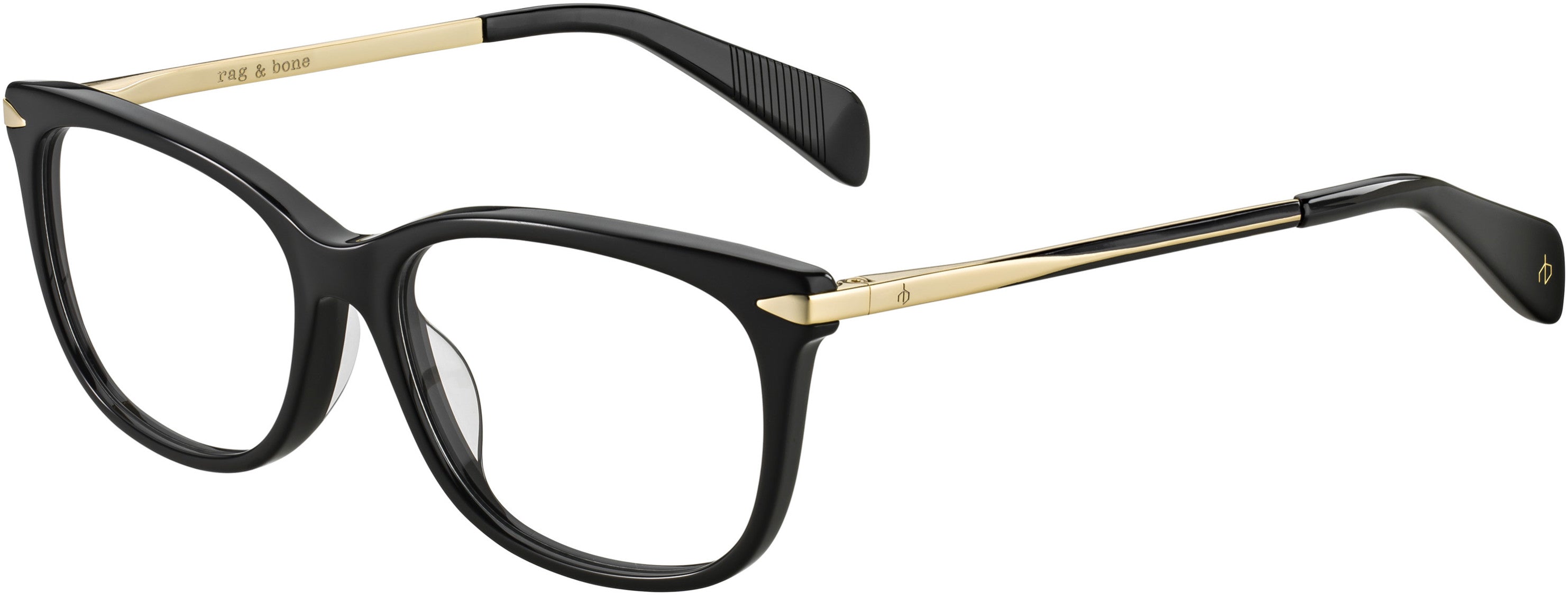 Rag & Bone Rag &amp; Bone 3006 Rectangular Eyeglasses 02M2-02M2  Black Gold (00 Demo Lens)