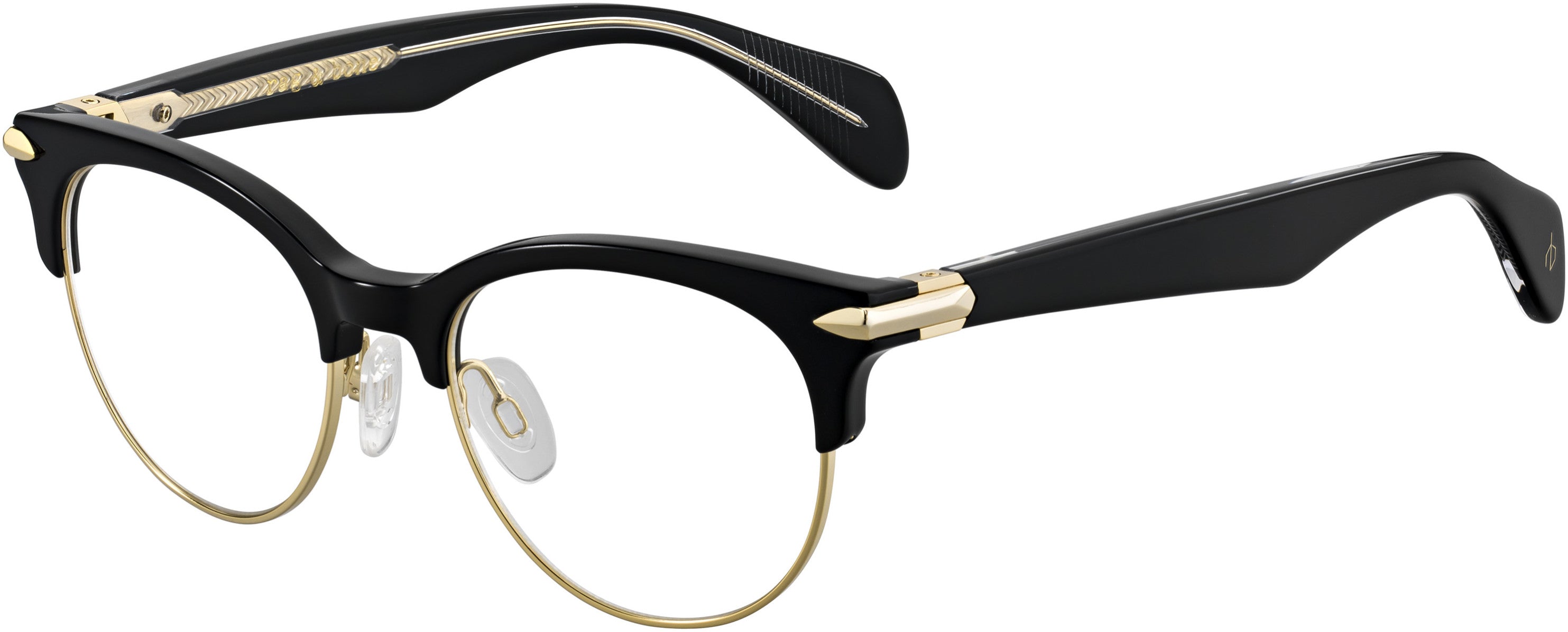 Rag & Bone Rag &amp; Bone 3009 Oval Modified Eyeglasses 02M2-02M2  Black Gold (00 Demo Lens)