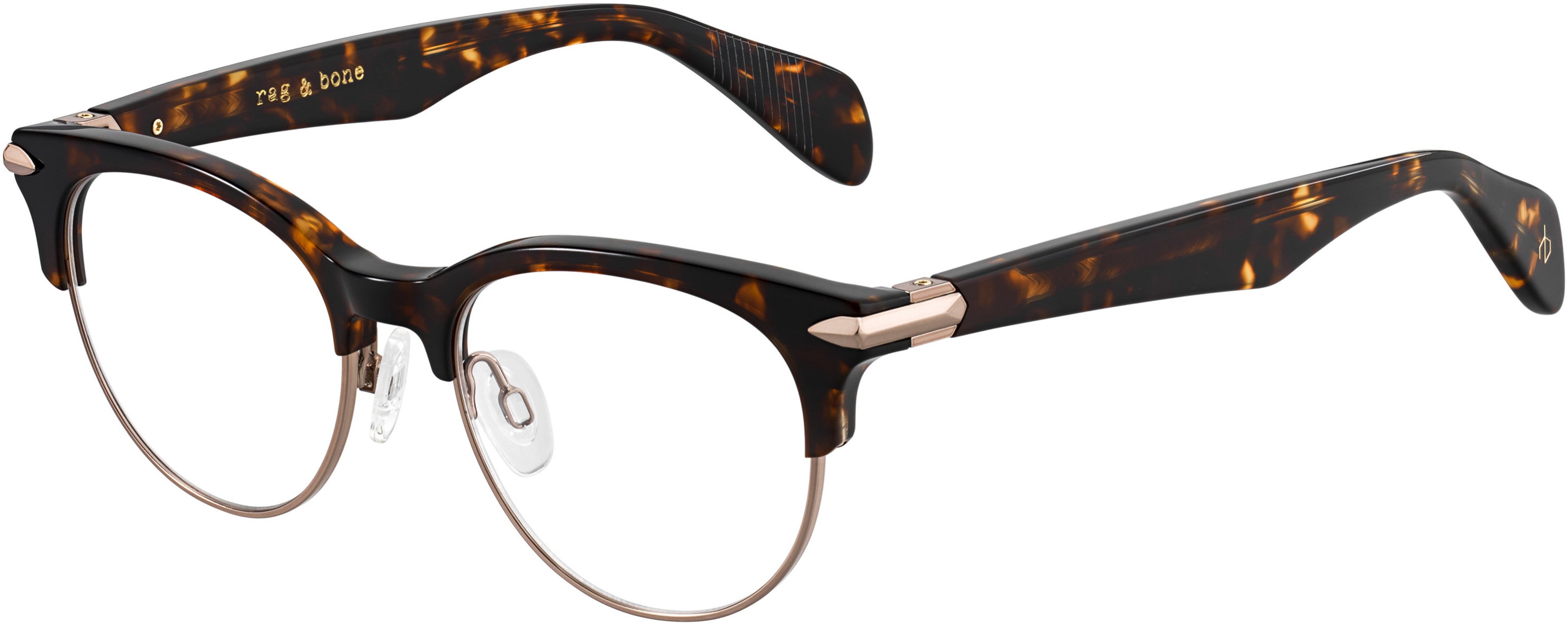 Rag & Bone Rag &amp; Bone 3009 Oval Modified Eyeglasses 09N4-09N4  Havana Brown (00 Demo Lens)