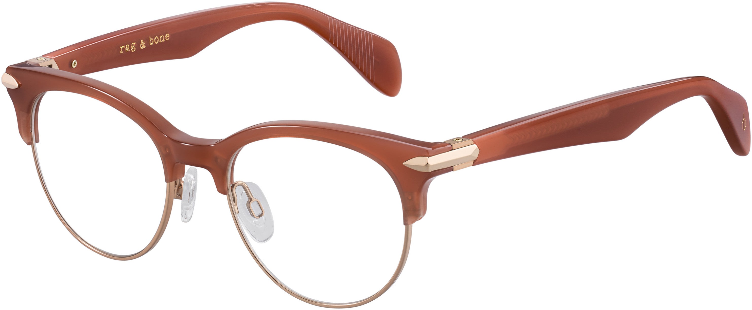 Rag & Bone Rag &amp; Bone 3009 Oval Modified Eyeglasses 0DQ2-0DQ2  Brown Pink (00 Demo Lens)