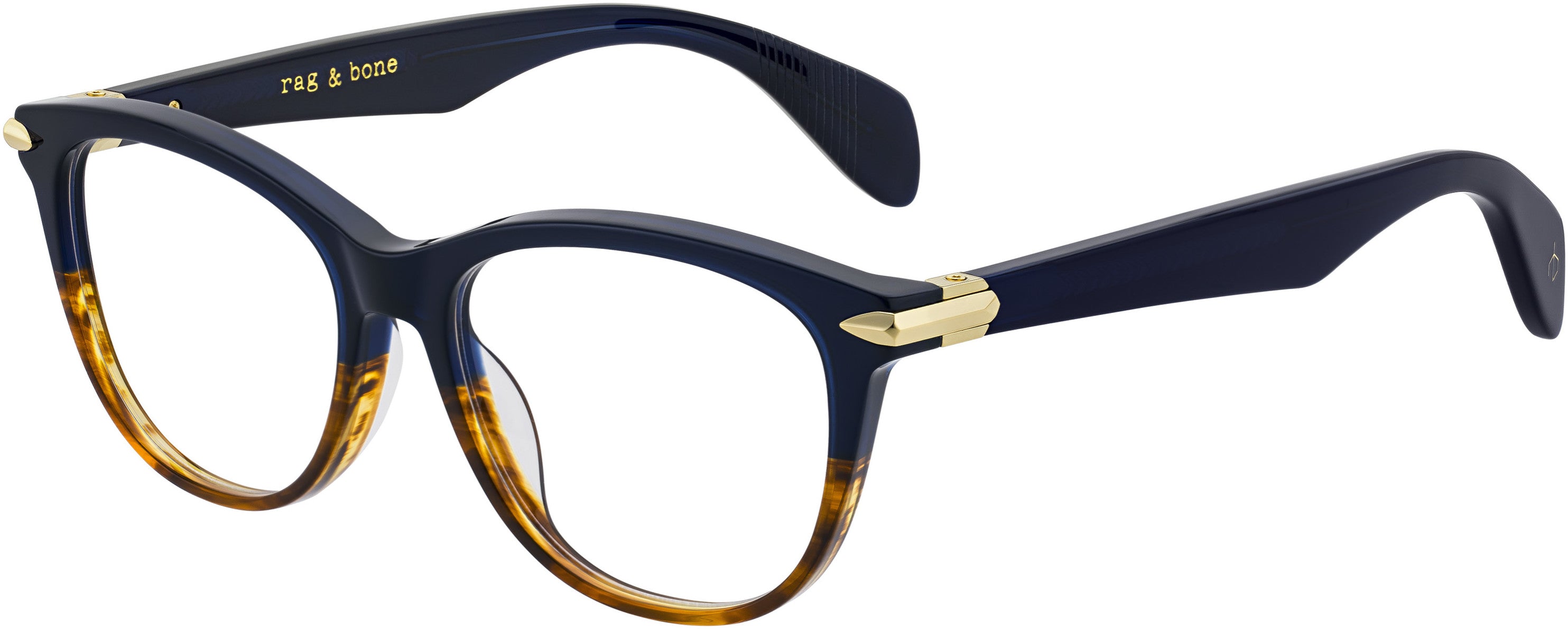 Rag & Bone Rag &amp; Bone 3014 Oval Modified Eyeglasses 0IPR-0IPR  Havana Blue (00 Demo Lens)