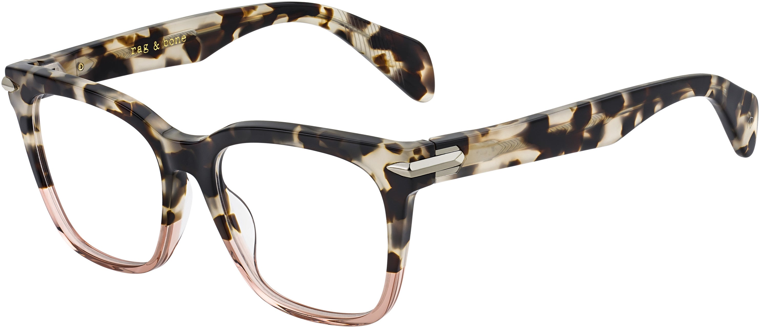 Rag & Bone Rag &amp; Bone 3015 Rectangular Eyeglasses 0ACI-0ACI  Gray Bksptd (00 Demo Lens)