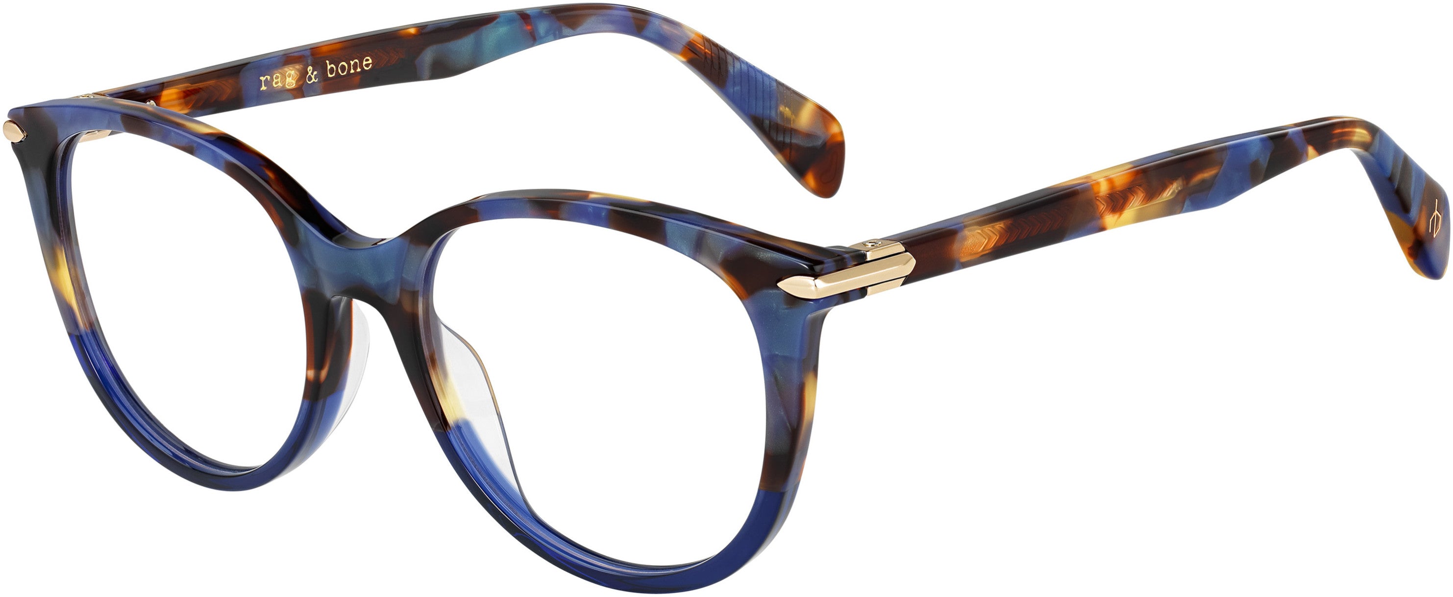 Rag & Bone Rag &amp; Bone 3023 Oval Modified Eyeglasses 0JBW-0JBW  Blue Havana (00 Demo Lens)