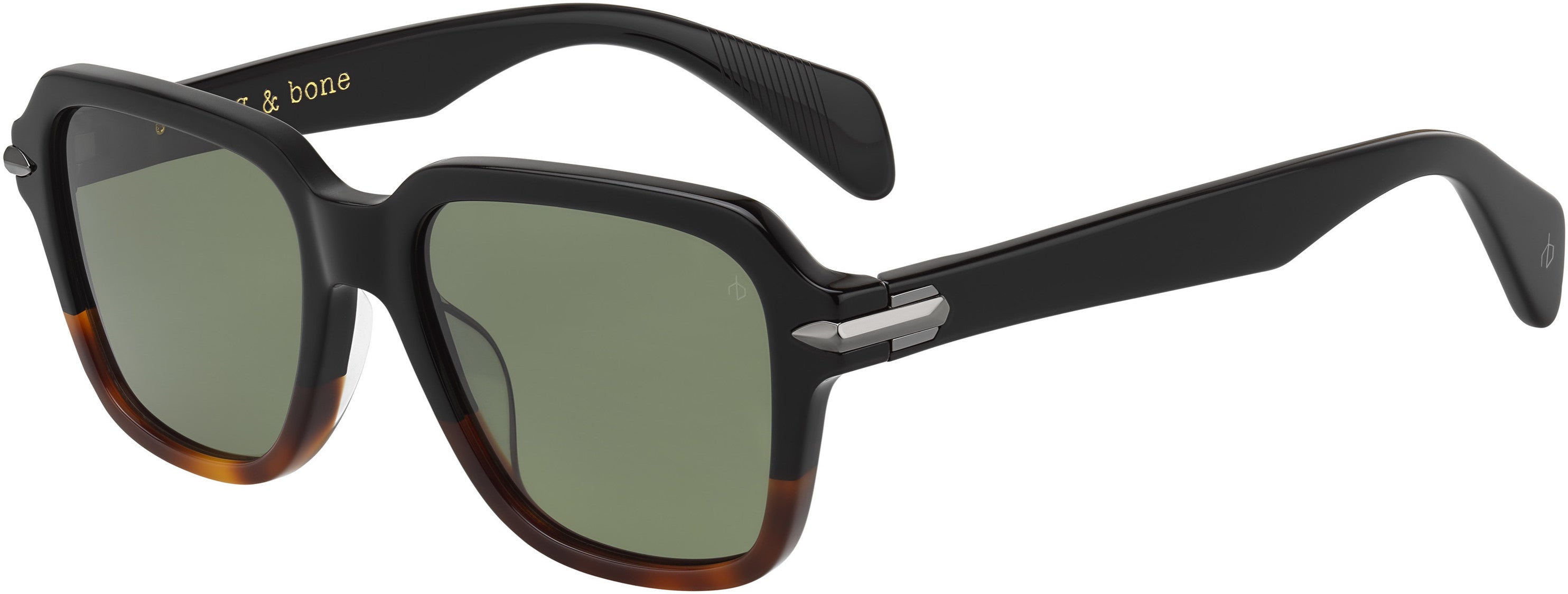Rag & Bone Rag &amp; Bone 5024/G/S Square Sunglasses 0WR7-0WR7  Black Havana (UC Green Polarized)