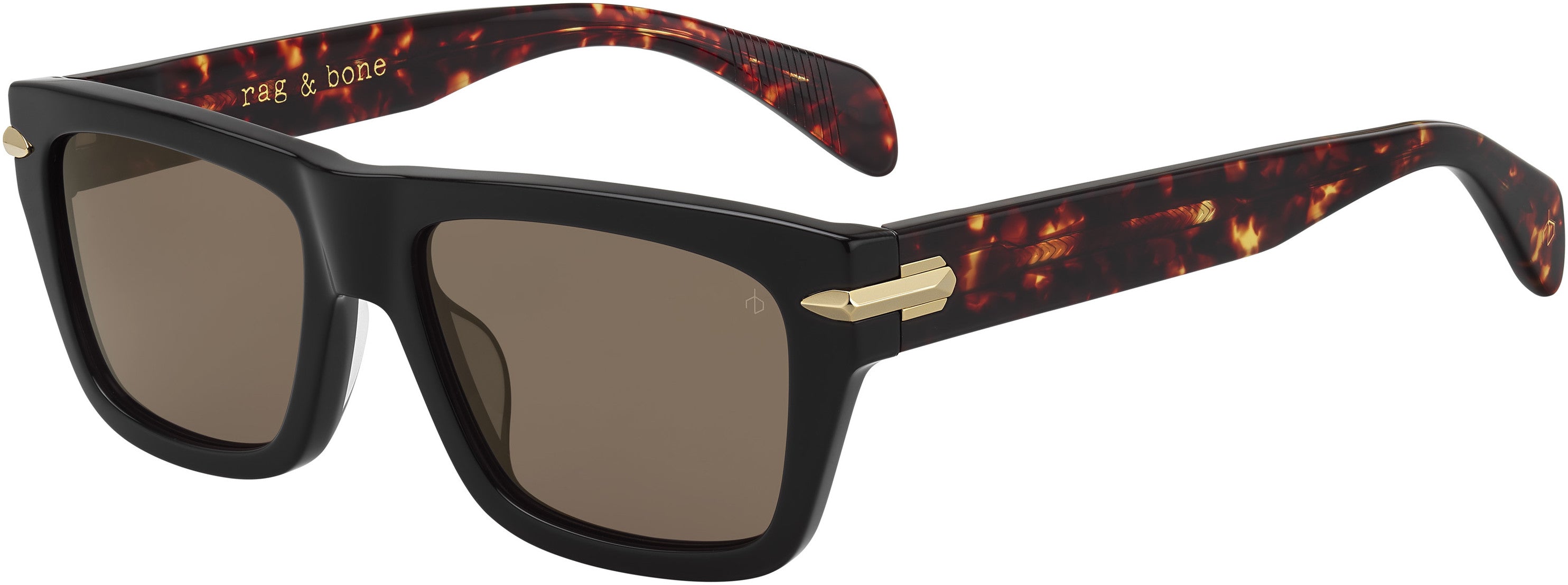 Rag & Bone Rag &amp; Bone 5025/G/S Rectangular Sunglasses 02O5-02O5  Black (70 Brown)