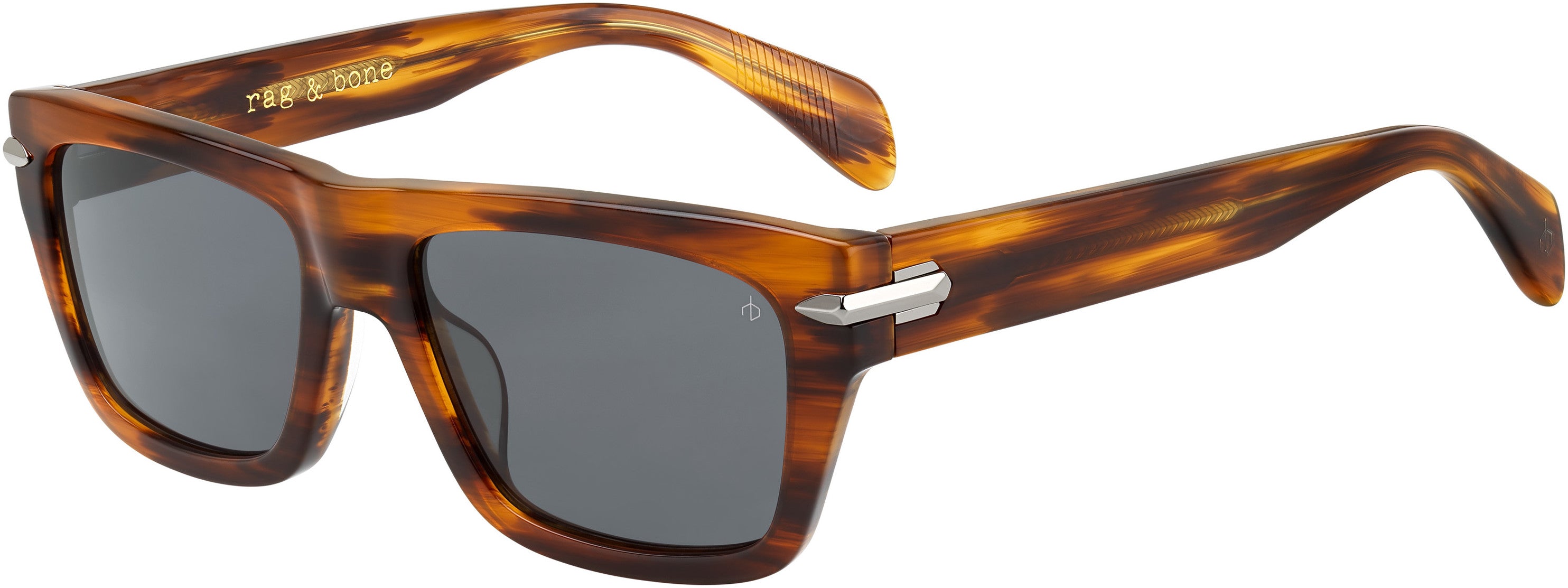 Rag & Bone Rag &amp; Bone 5025/G/S Rectangular Sunglasses 02OK-02OK  Havana Horn Caml (IR Gray)