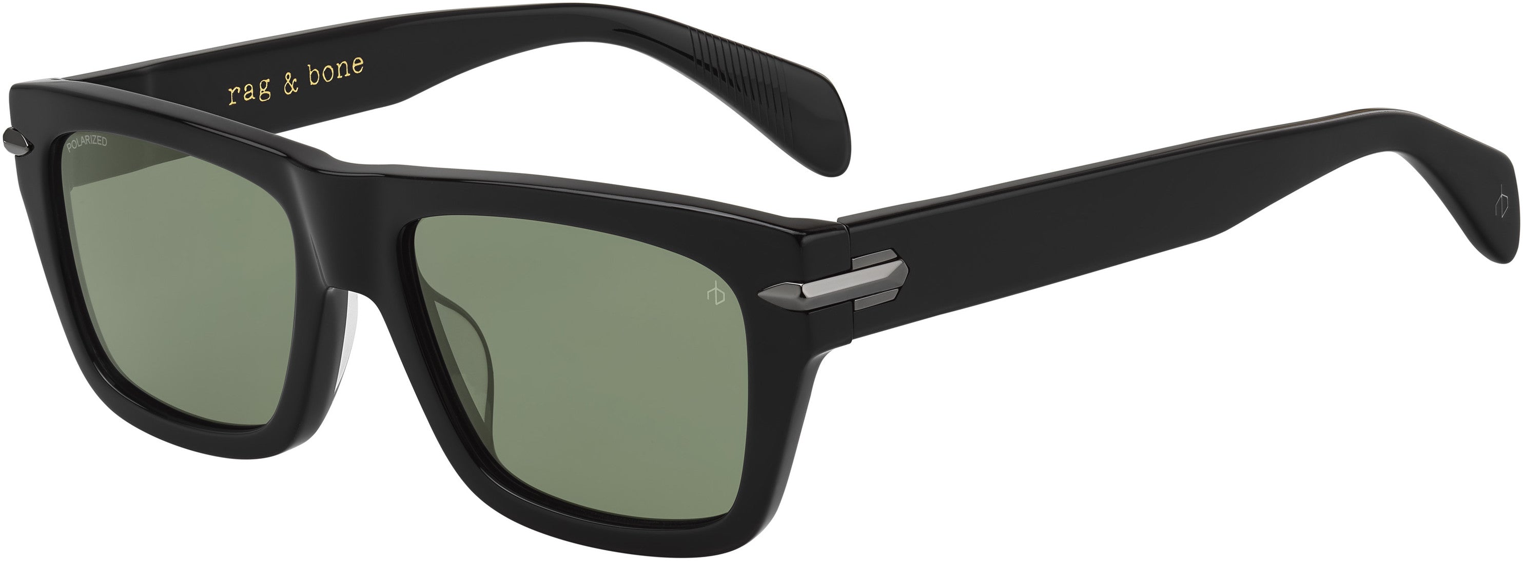 Rag & Bone Rag &amp; Bone 5025/G/S Rectangular Sunglasses 0807-0807  Black (UC Green Polarized)