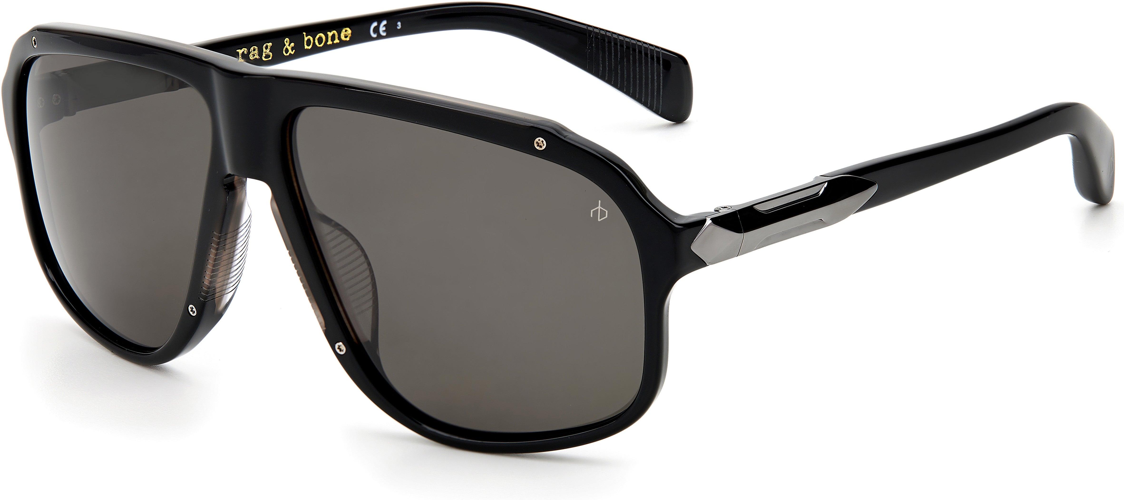 Rag & Bone Rag &amp; Bone 5033/G/S Rectangular Sunglasses 008A-008A  Black Gray (70 Brown)