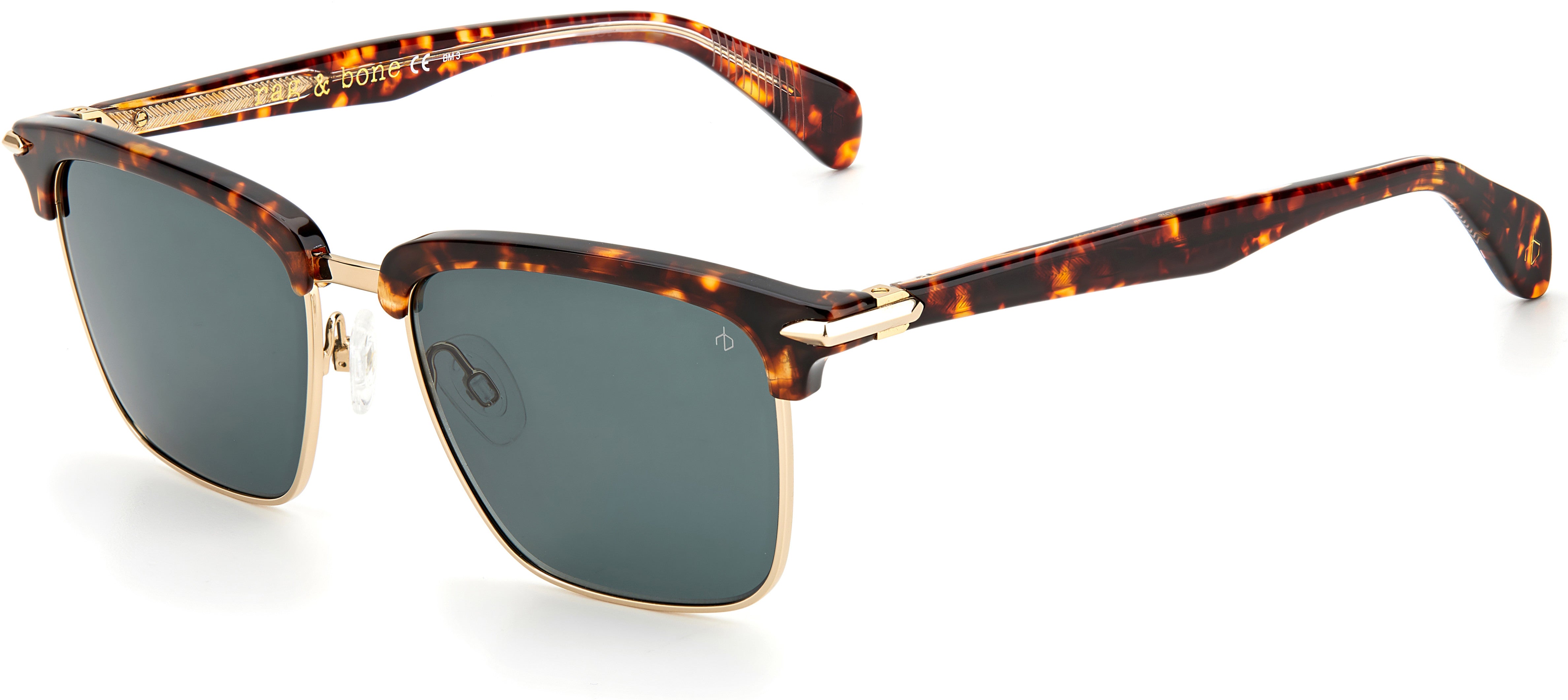 Rag & Bone Rag &amp; Bone 5034/G/S Square Sunglasses 0086-0086  Dark Havana (QT Green)