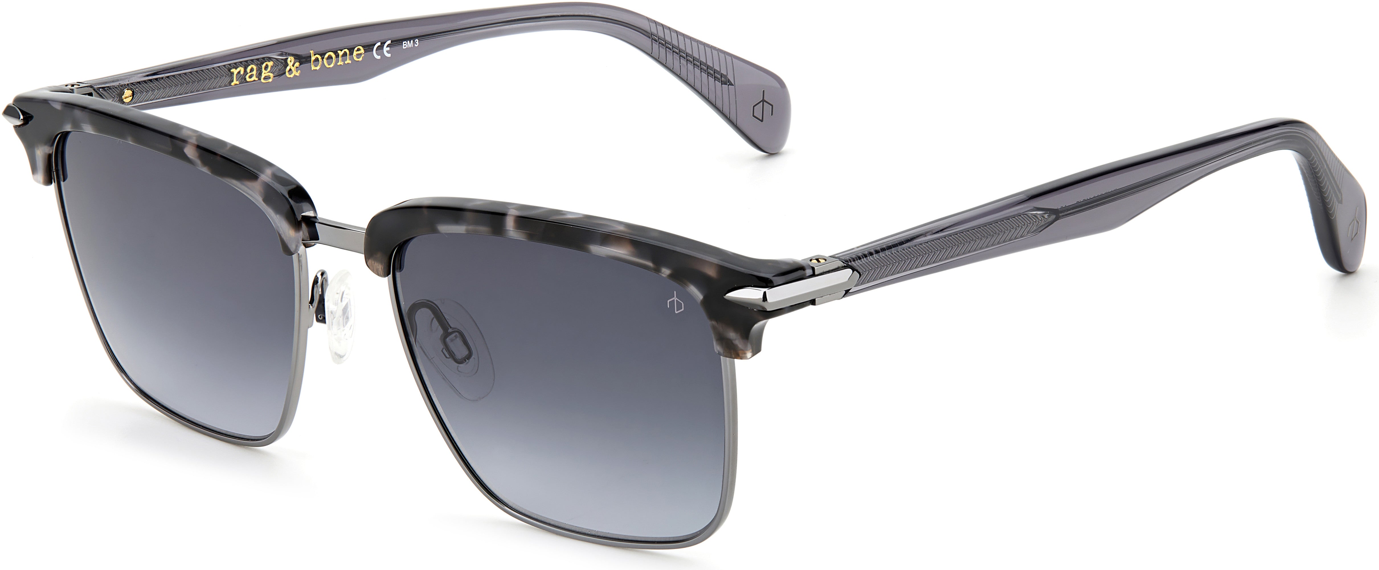 Rag & Bone Rag &amp; Bone 5034/G/S Square Sunglasses 0YV4-0YV4  Black Gray Havana (9O Dark Gray Gradient)