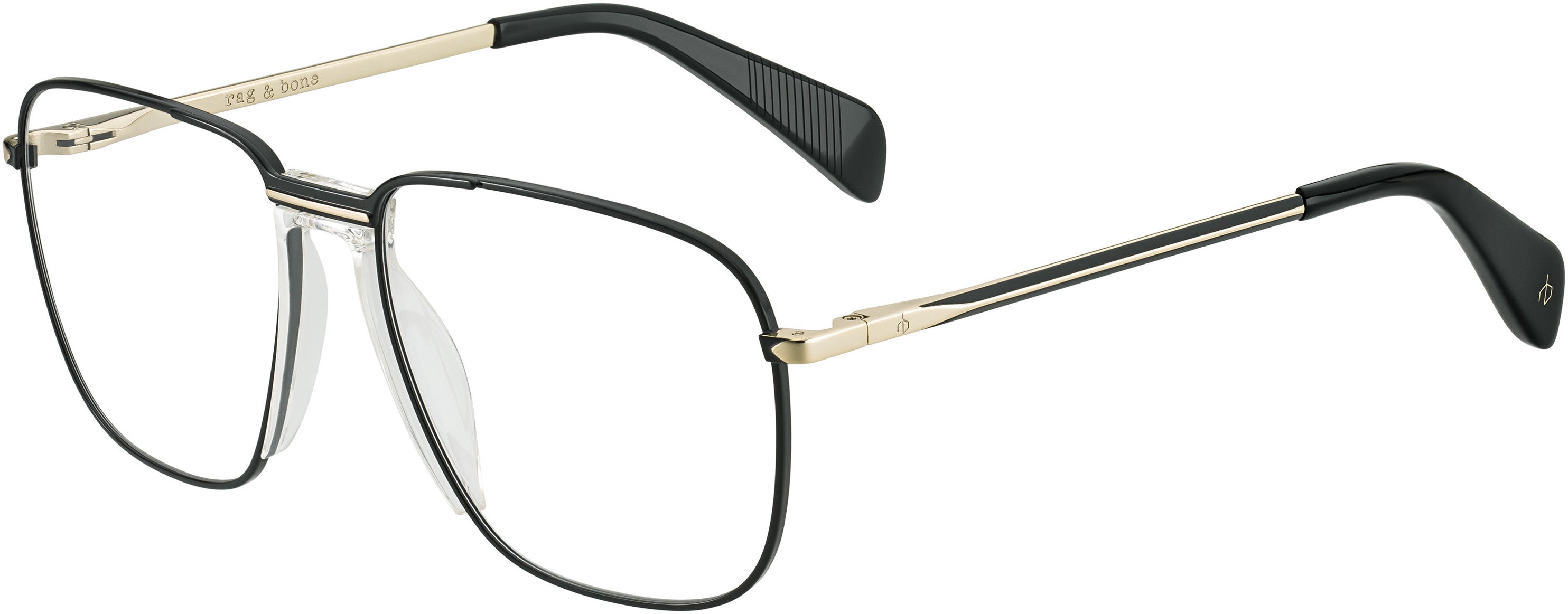 Rag & Bone Rag &amp; Bone 7007 Square Eyeglasses 0I46-0I46  Black Gold (00 Demo Lens)