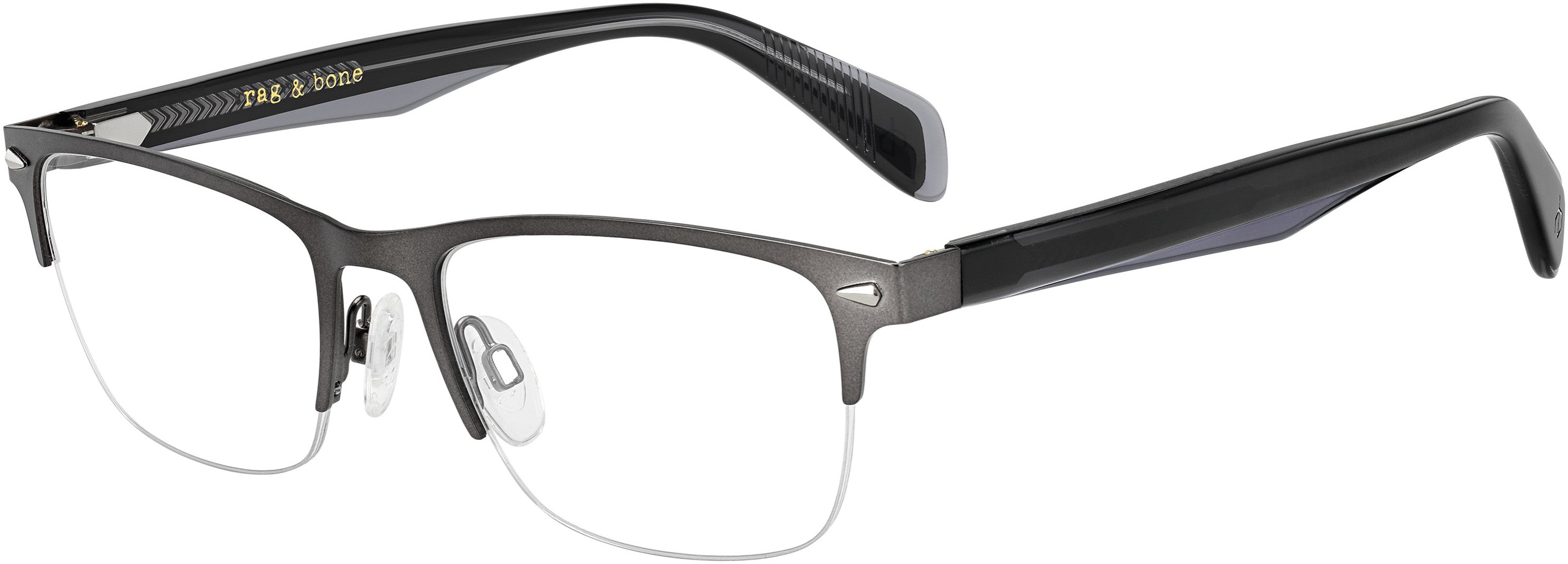 Rag & Bone Rag &amp; Bone 7019 Rectangular Eyeglasses 0R80-0R80  Semi Matte Dark Ruthenium (00 Demo Lens)