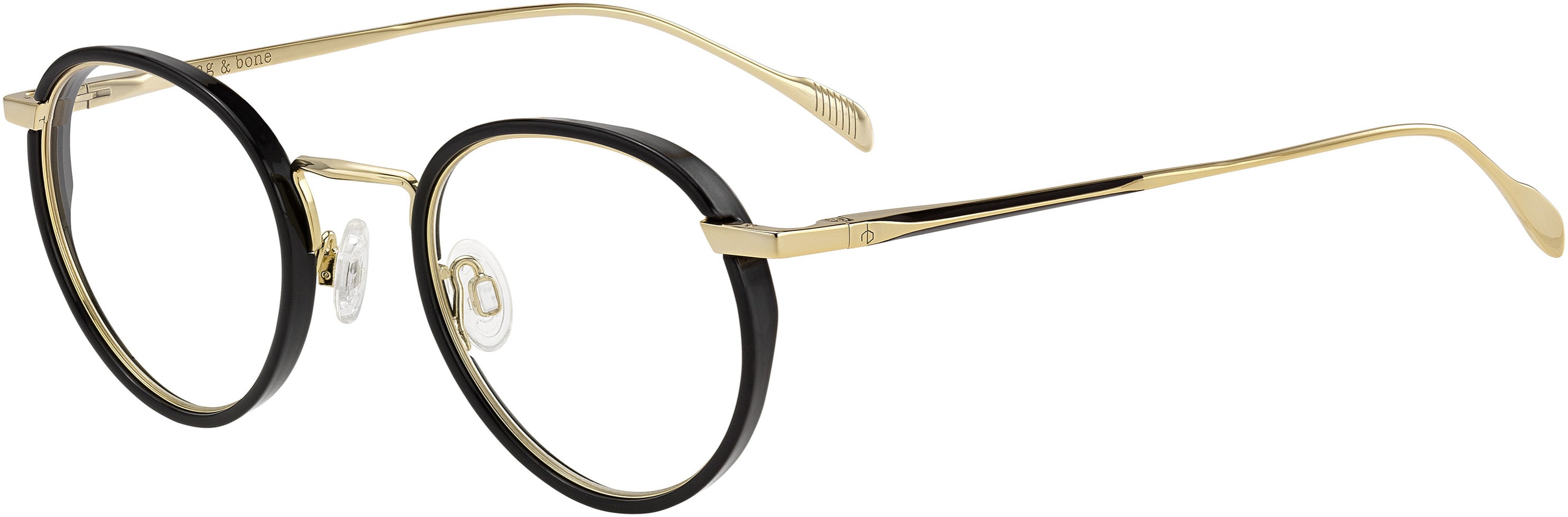 Rag & Bone Rag &amp; Bone 7025 Oval Modified Eyeglasses 0RHL-0RHL  Gold Black (00 Demo Lens)