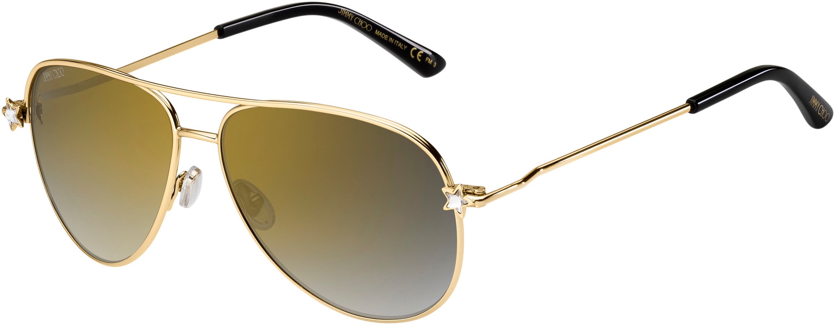 Jimmy Choo Sansa/S Aviator Sunglasses 0J5G-0J5G  Gold (FQ Gray Sf Gold Sp)