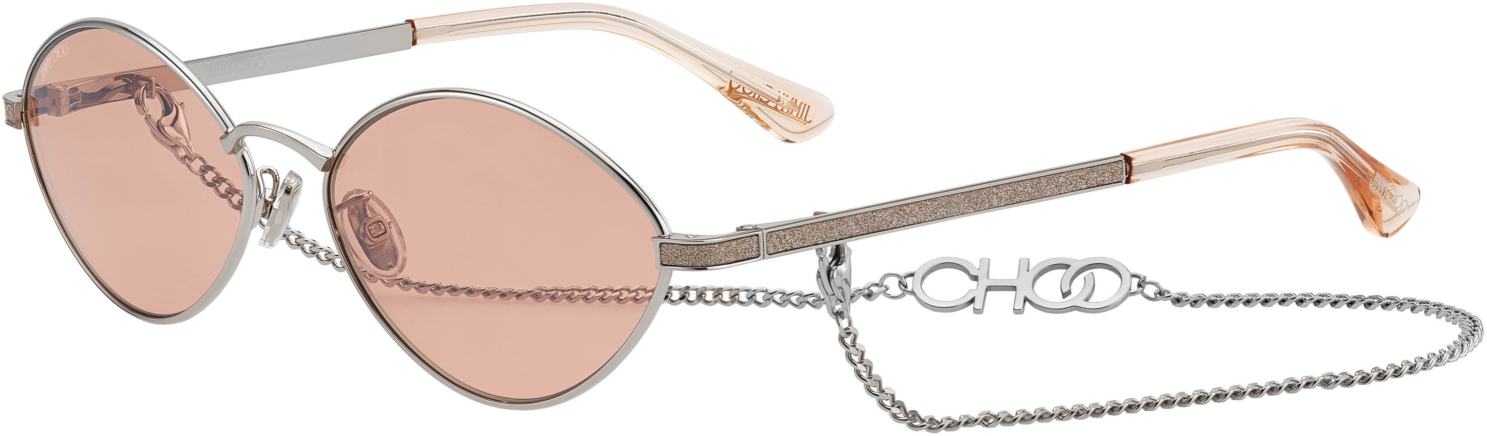 Jimmy Choo Sonny/S Special Shape Sunglasses 09F6-09F6  Peach Pd Pink (2S Pink Flash Silver)
