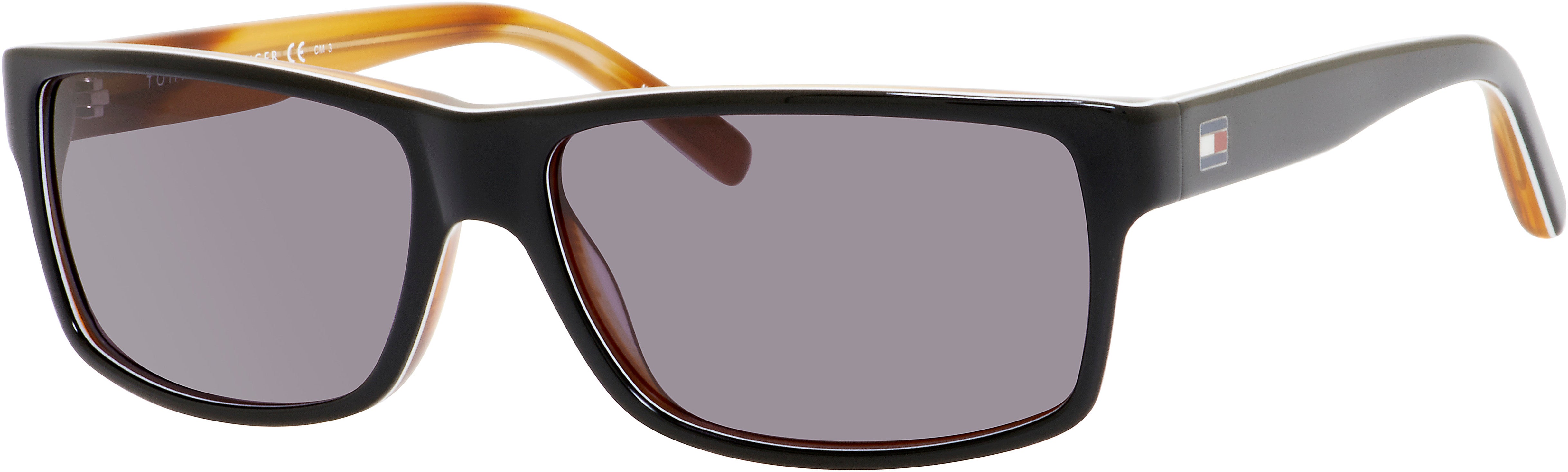 Tommy Hilfiger T. Hilfiger 1042/N/S Rectangular Sunglasses 0UNO-0UNO  Black White Horn (Y1 Gray)