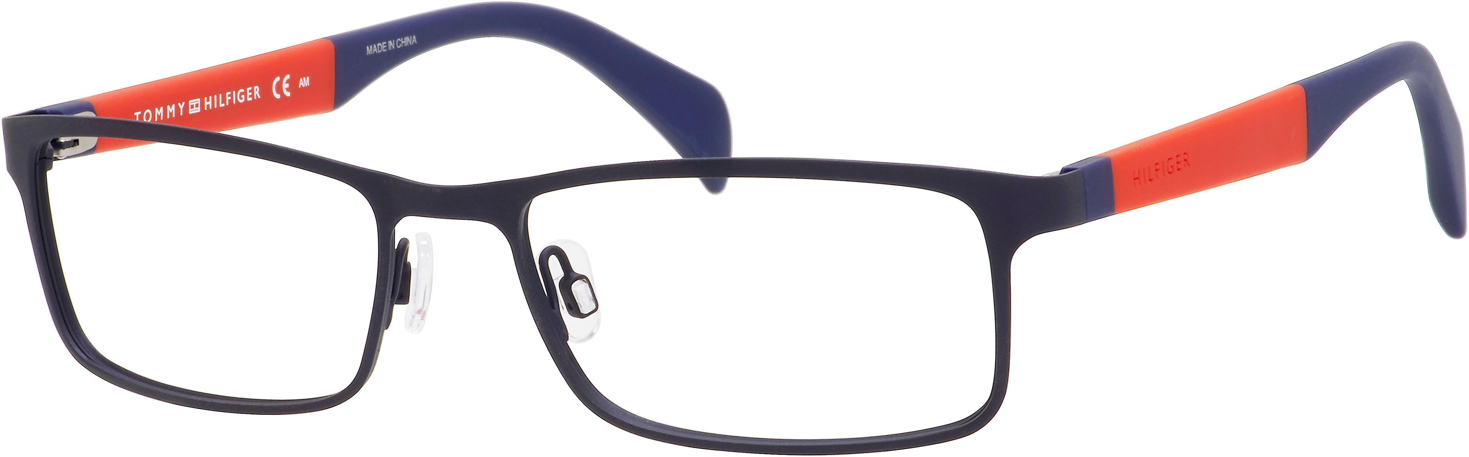 Tommy Hilfiger T. Hilfiger 1259 Rectangular Eyeglasses 04NP-04NP  Semi Matte Blue (00 Demo Lens)