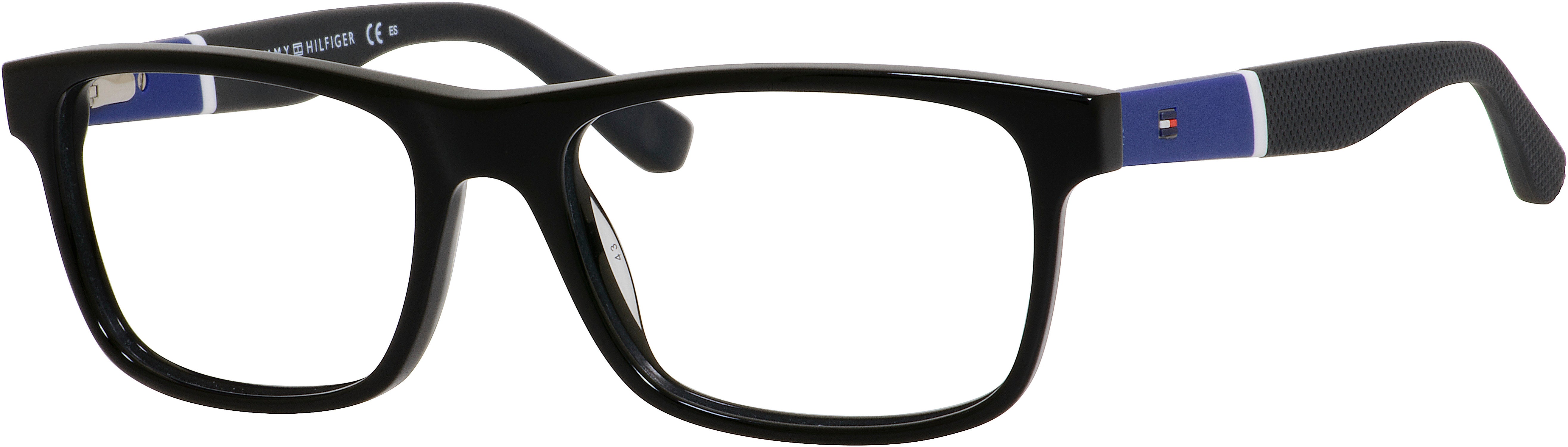 Tommy Hilfiger T. Hilfiger 1282 Rectangular Eyeglasses 0FMV-0FMV  Black / Blue (00 Demo Lens)