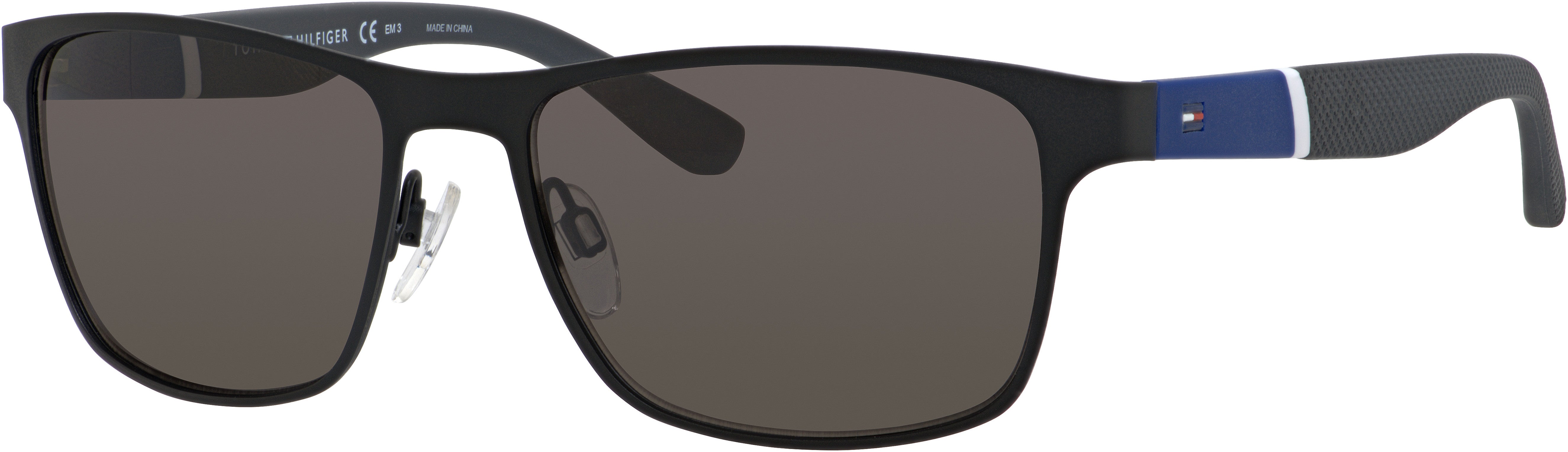 Tommy Hilfiger T. Hilfiger 1283/S Rectangular Sunglasses 0FO3-0FO3  Matte Black (NR Brown Gray)