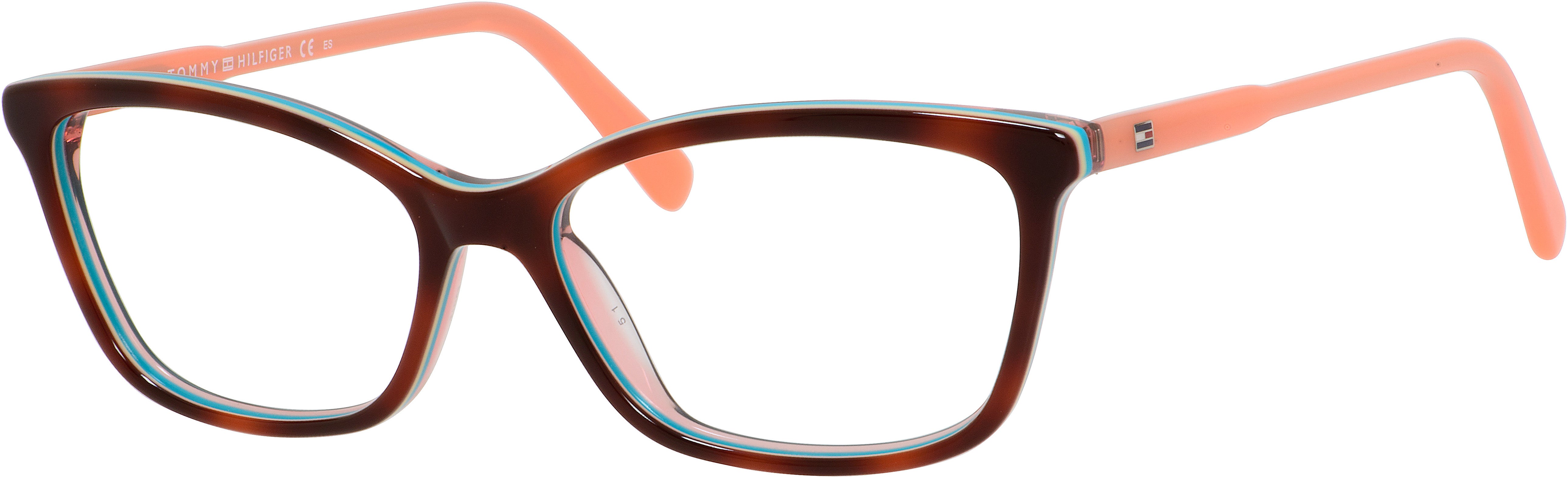 Tommy Hilfiger T. Hilfiger 1318 Rectangular Eyeglasses 0VN4-0VN4  Havana Turquoise Peach (00 Demo Lens)