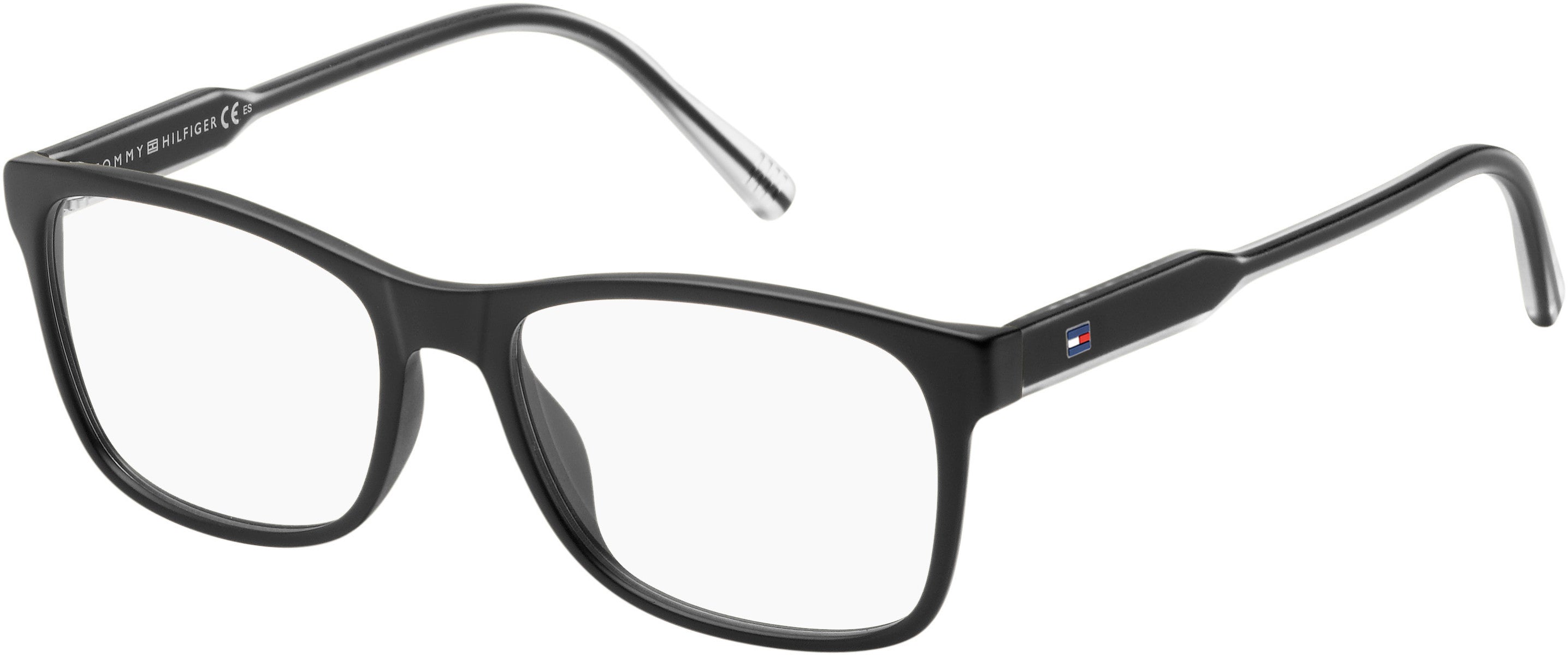 Tommy Hilfiger T. Hilfiger 1444 Rectangular Eyeglasses 0EI7-0EI7  Black Crystal (00 Demo Lens)