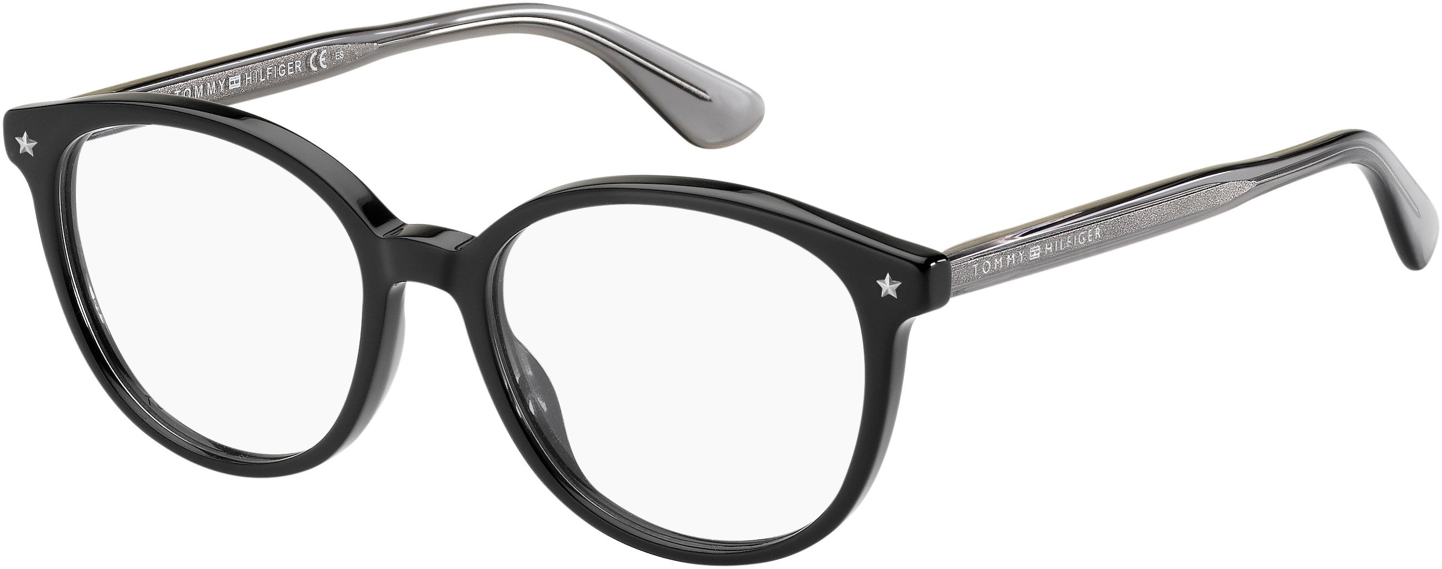 Tommy Hilfiger T. Hilfiger 1552 Oval Modified Eyeglasses 0807-0807  Black (00 Demo Lens)