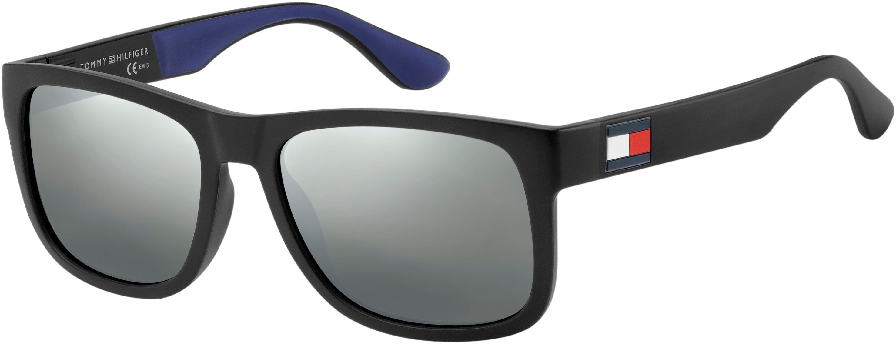 Tommy Hilfiger T. Hilfiger 1556/S Rectangular Sunglasses 0D51-0D51  Black Blue (T4 Silver Mirror)