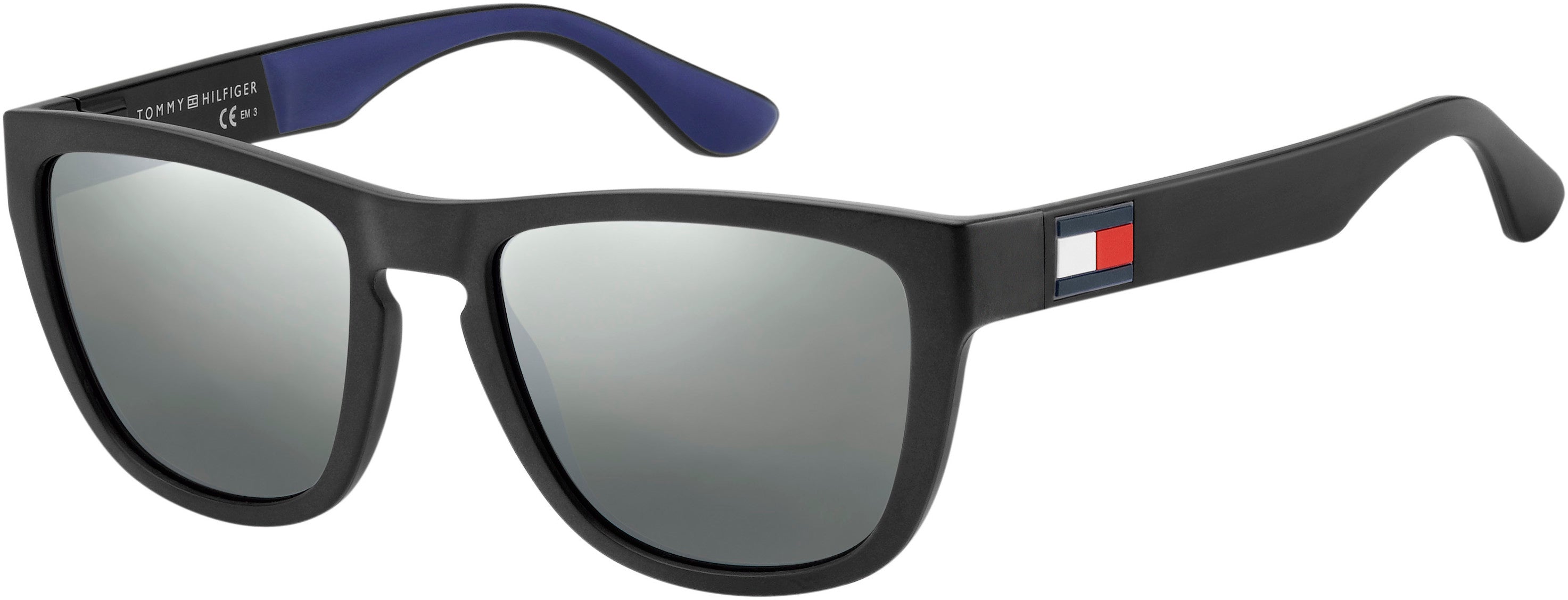 Tommy Hilfiger T. Hilfiger 1557/S Rectangular Sunglasses 0003-0003  Matte Black (T4 Silver Mirror)