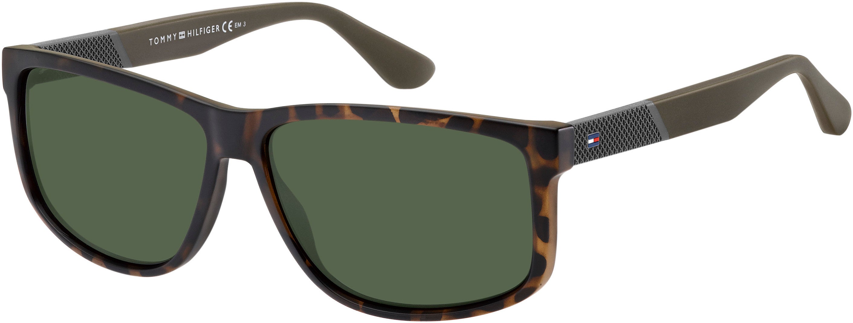 Tommy Hilfiger T. Hilfiger 1560/S Rectangular Sunglasses 0086-0086  Dark Havana (QT Green)