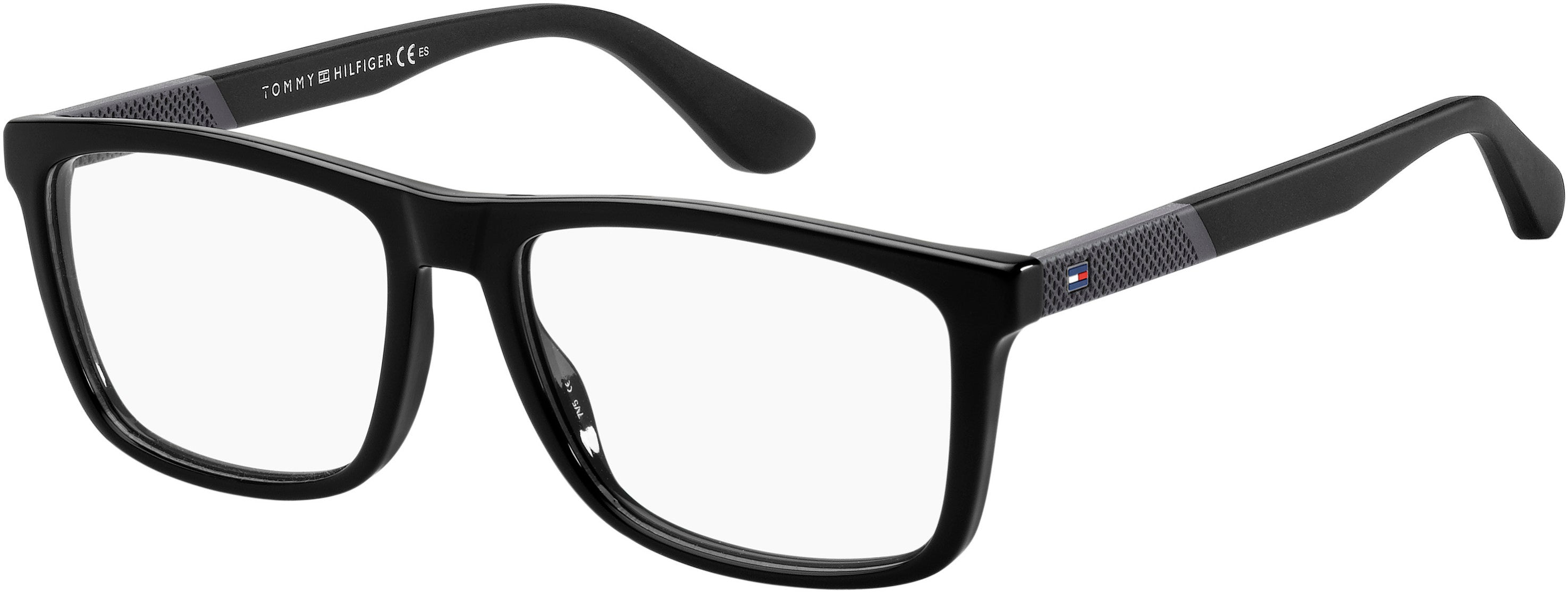 Tommy Hilfiger T. Hilfiger 1561 Rectangular Eyeglasses 0807-0807  Black (00 Demo Lens)