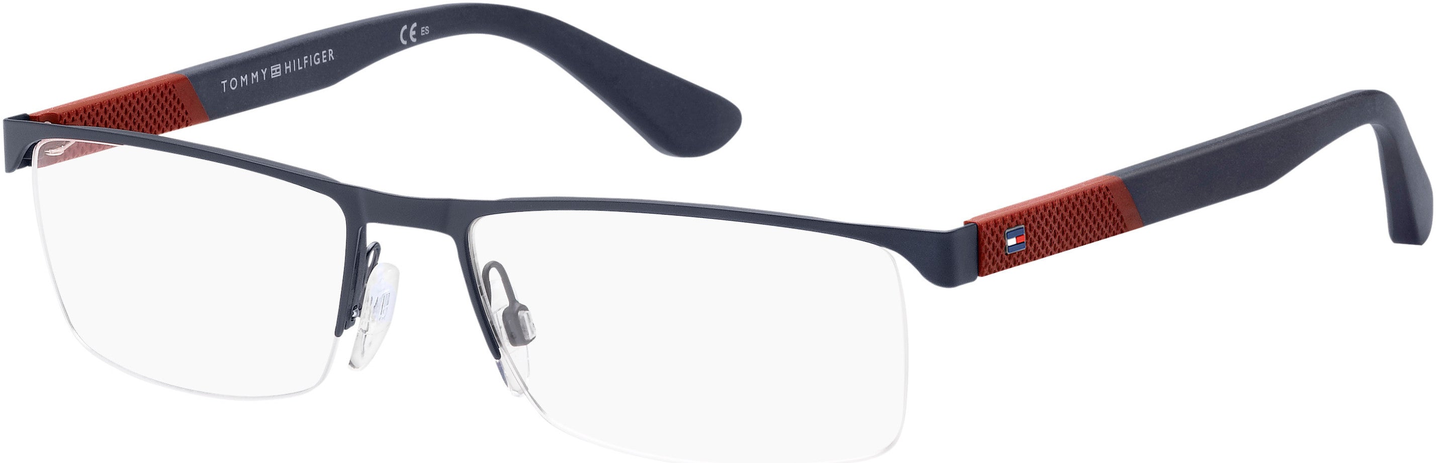 Tommy Hilfiger T. Hilfiger 1562 Rectangular Eyeglasses 0FLL-0FLL  Matte Blue (00 Demo Lens)