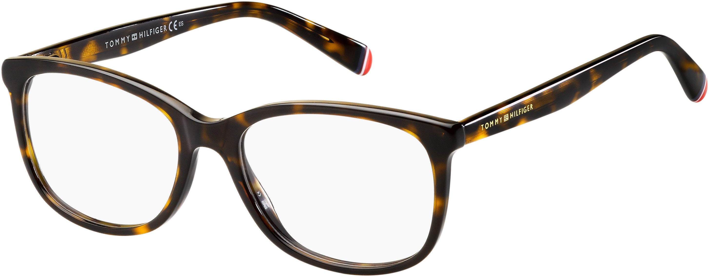 Tommy Hilfiger T. Hilfiger 1588 Rectangular Eyeglasses 0086-0086  Dark Havana (00 Demo Lens)