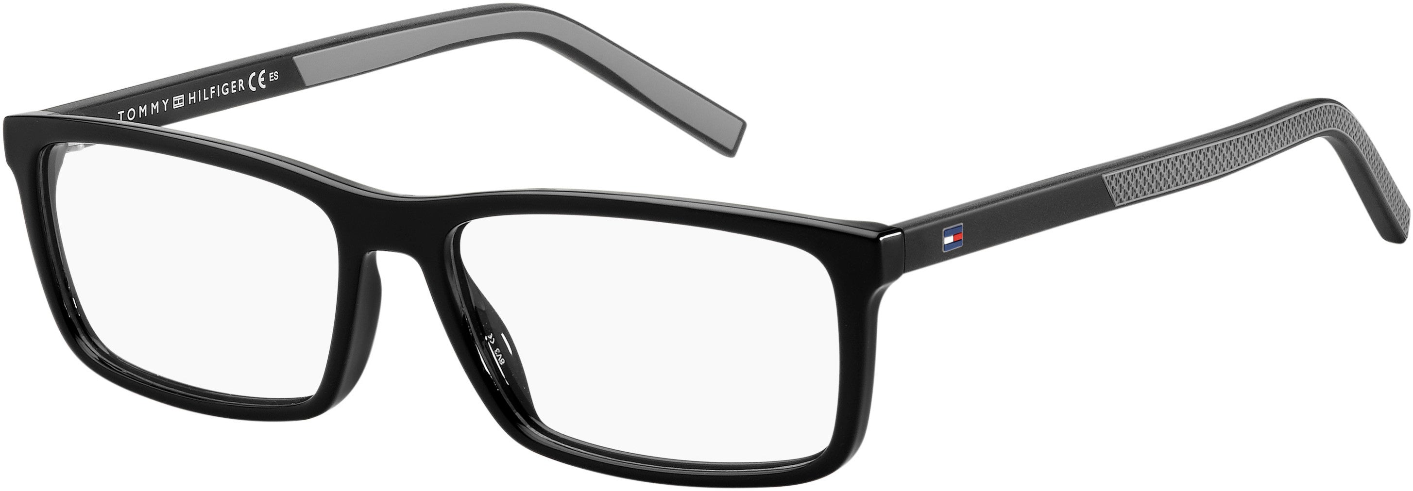 Tommy Hilfiger T. Hilfiger 1591 Rectangular Eyeglasses 0807-0807  Black (00 Demo Lens)