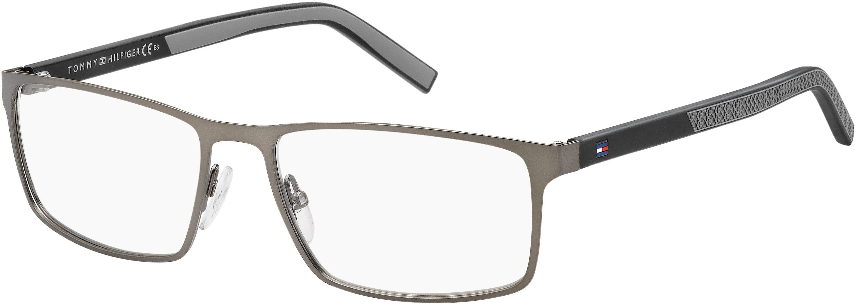 Tommy Hilfiger T. Hilfiger 1593 Rectangular Eyeglasses 0R80-0R80  Semi Matte Dark Ruthenium (00 Demo Lens)