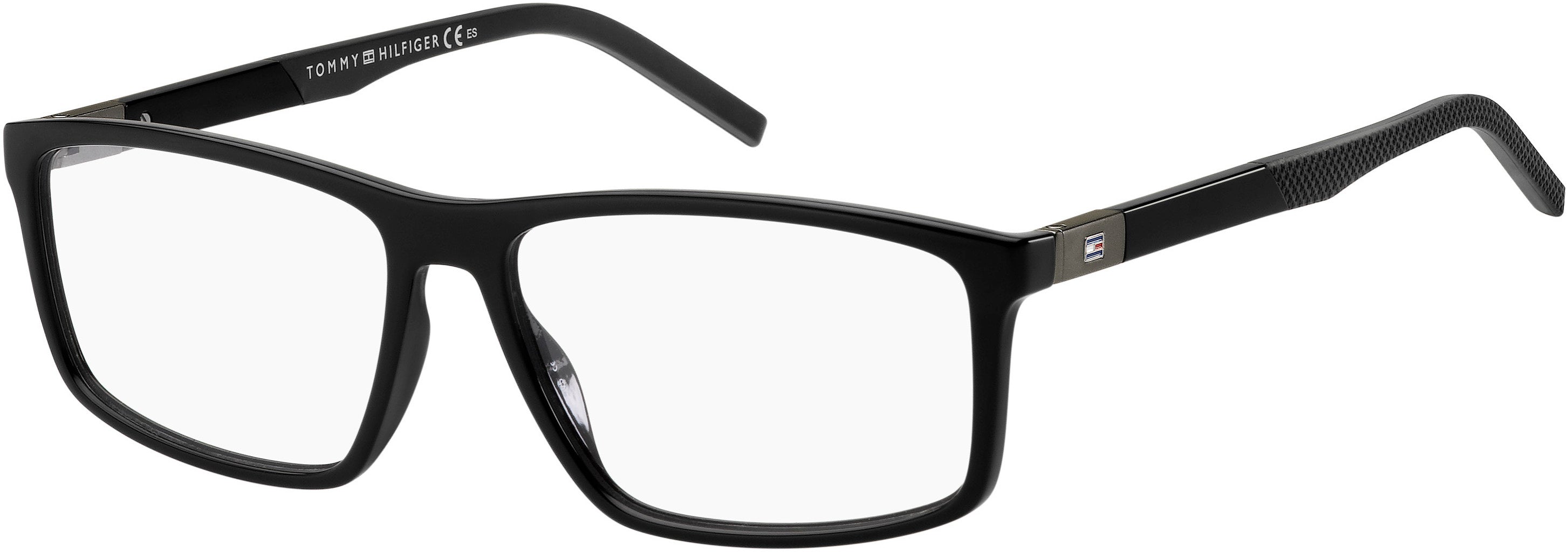 Tommy Hilfiger T. Hilfiger 1638 Rectangular Eyeglasses 0807-0807  Black (00 Demo Lens)