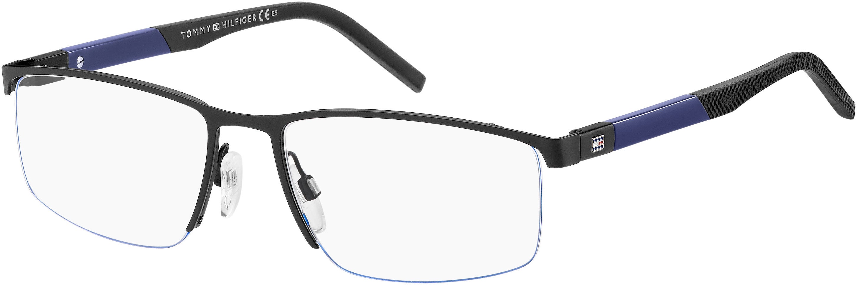 Tommy Hilfiger T. Hilfiger 1640 Rectangular Eyeglasses 0D51-0D51  Black Blue (00 Demo Lens)