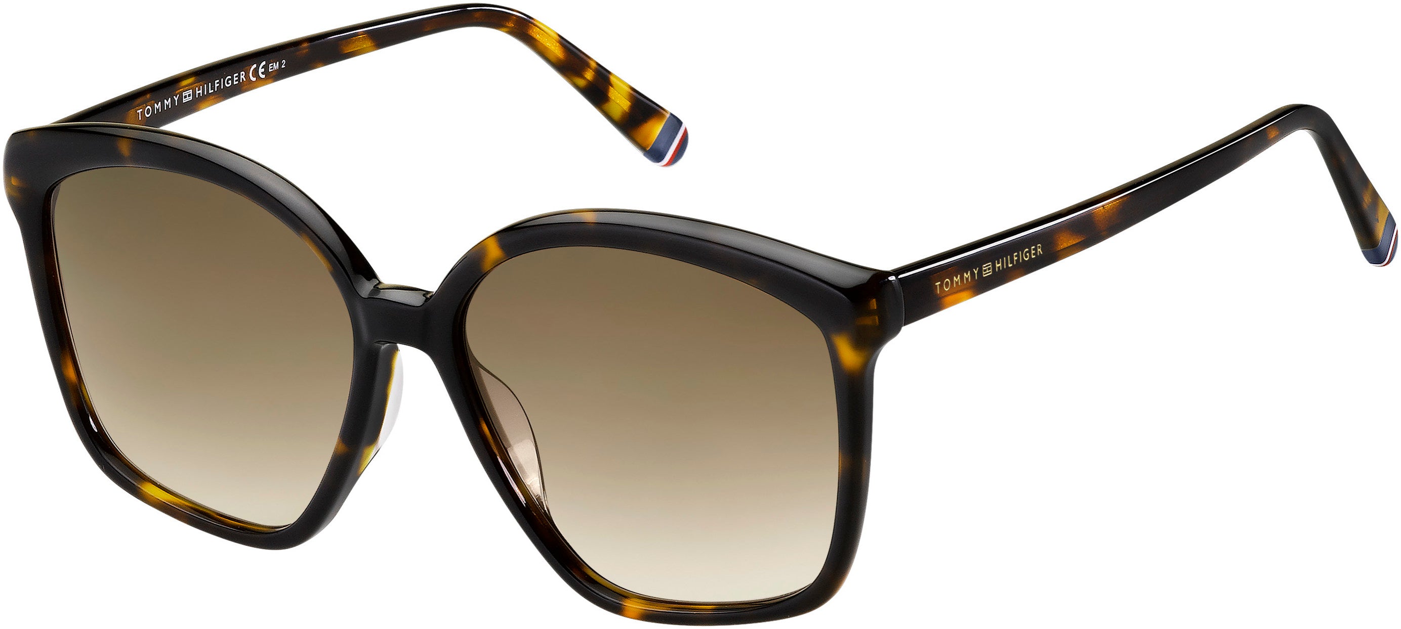 Tommy Hilfiger T. Hilfiger 1669/S Rectangular Sunglasses 0086-0086  Dark Havana (HA Brown Gradient)