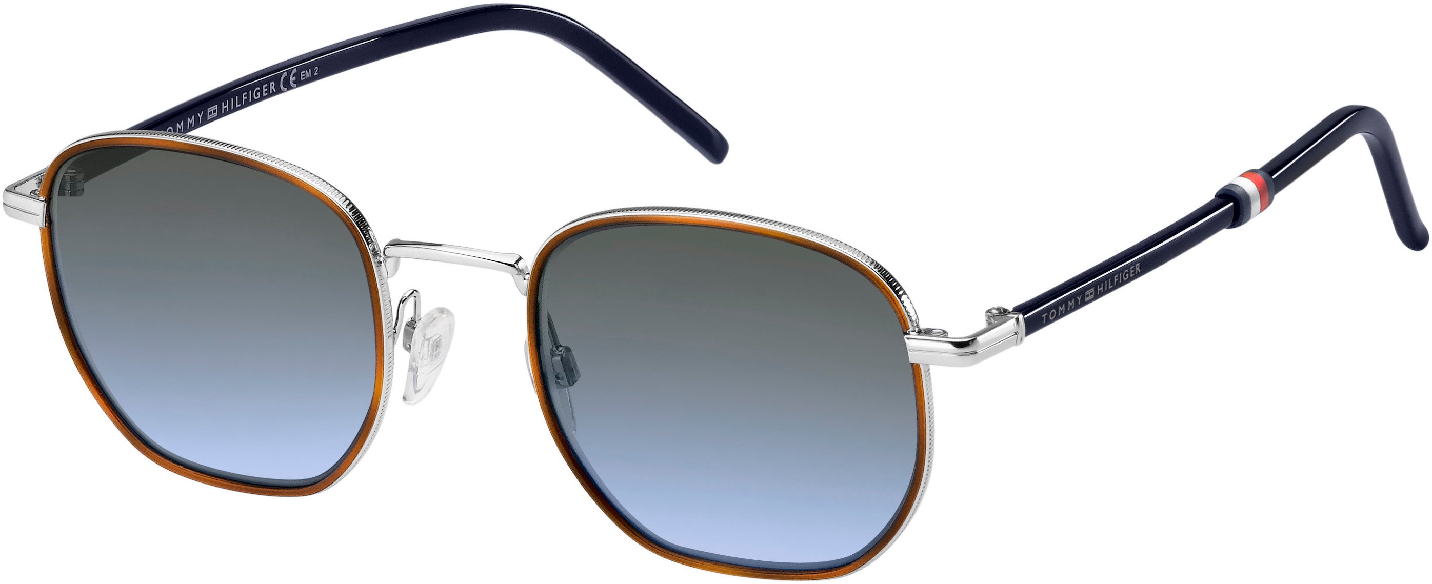 Tommy Hilfiger T. Hilfiger 1672/S Rectangular Sunglasses 0010-0010  Palladium (GB Gray Shaded Blue)
